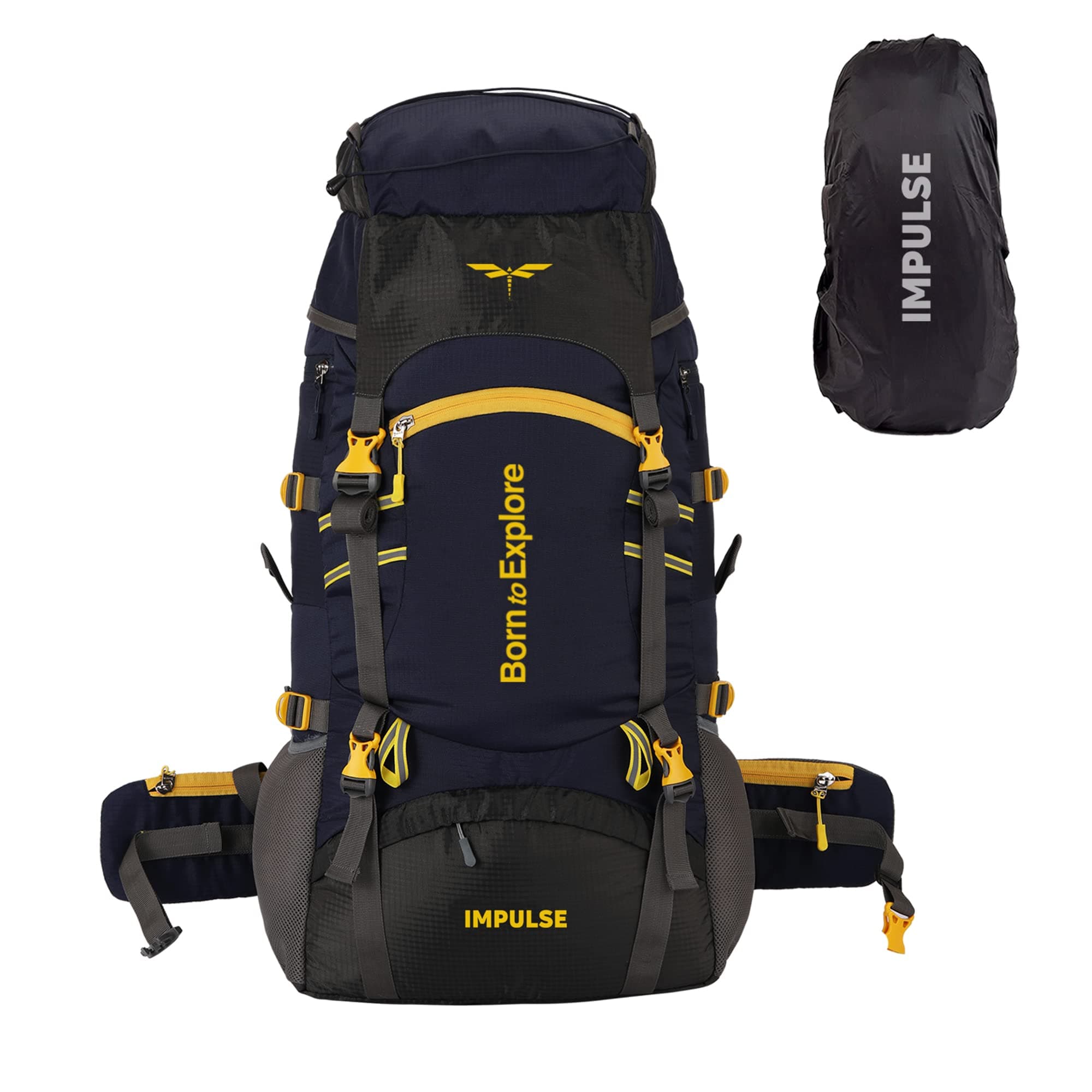 Impulse rucksack 60 litres travel bag for men tourist backpack for hiking, trekking, camping thames blue with 1 Year Warranty