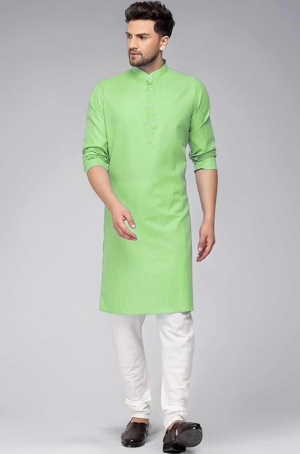 Multi Colored Cotton Plain Men's Ethnic Kurta Only