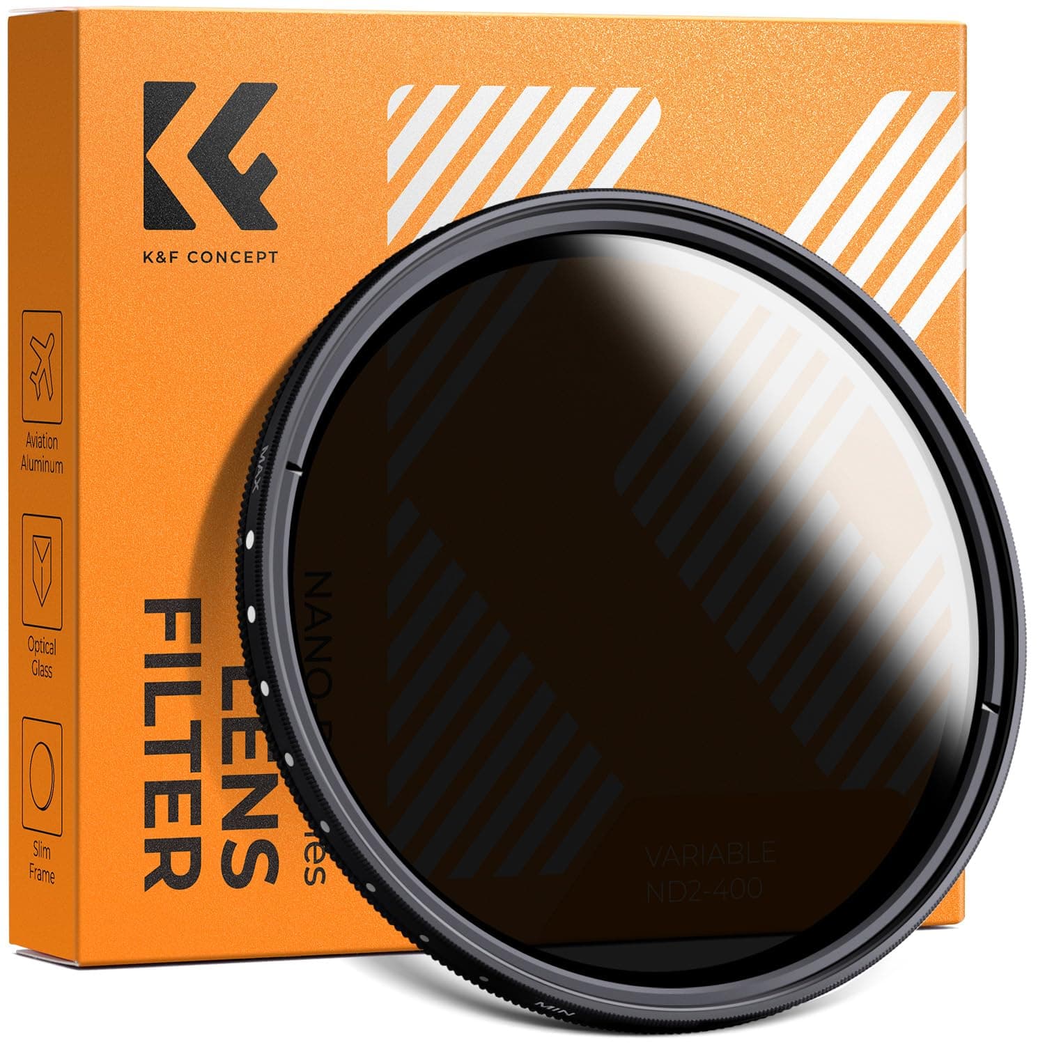 K&F CONCEPT 46mm Variable ND2-ND400 ND Lens Filter (1-9 Stops) for Camera Lens, Adjustable Neutral Density Filter with Microfiber Cleaning Cloth (B-Series)