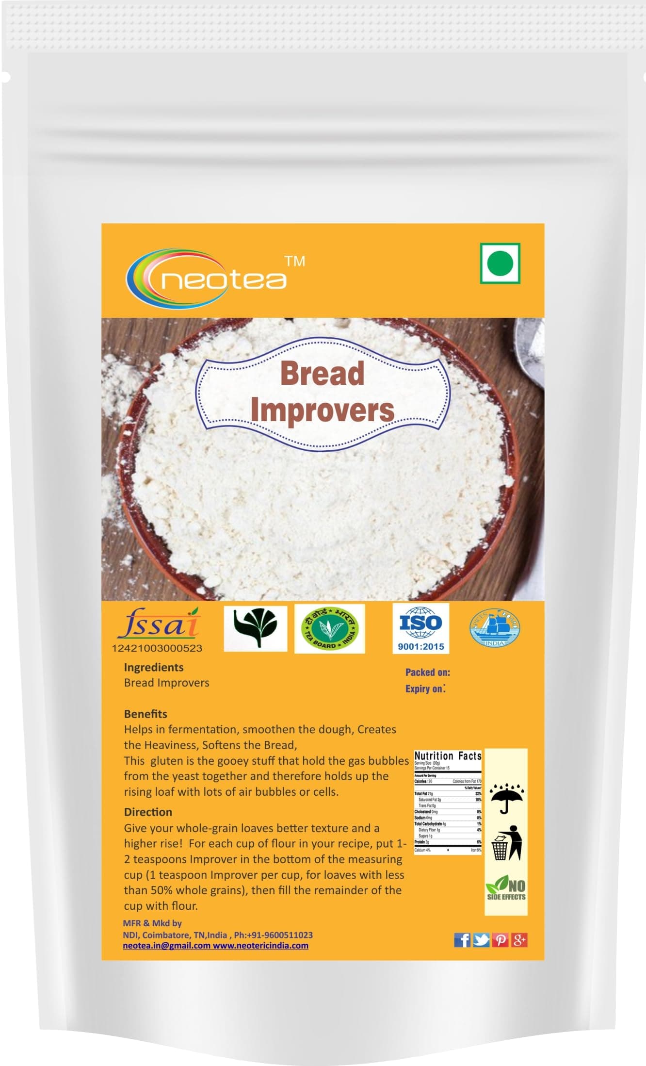 Neotea Bread Improvers for Bread & Cake Making - 200 GM | Enhances Dough Texture, Softness, and Freshness | Perfect for Home Bakers, Cakes, Breads, and More