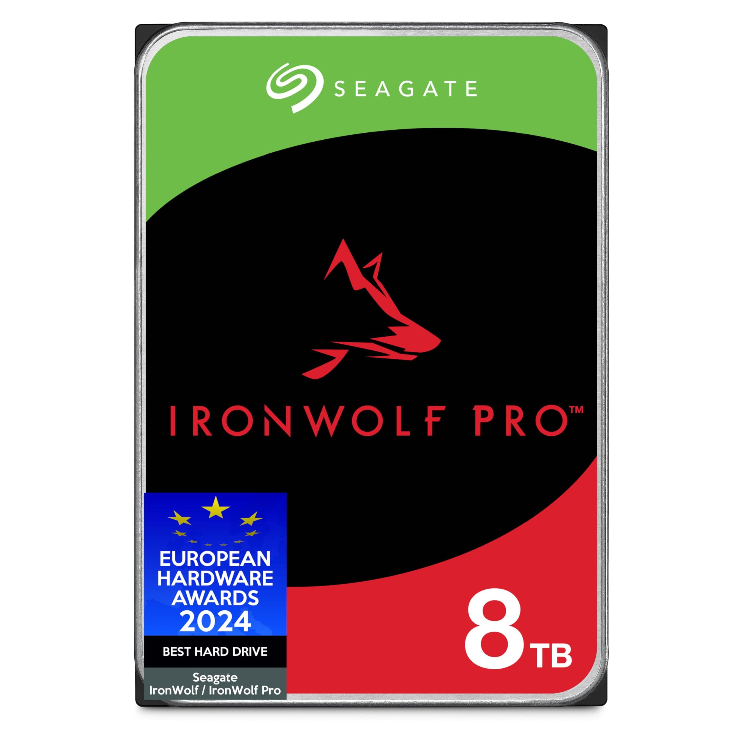 Seagate IronWolf, Pro 8TB, Enterprise Internal NAS HDD – CMR 3.5 Inch, SATA 6GB/s, 7,200 RPM, 256 MB Cache for RAID NAS - Frustration Free Packaging (ST8000NTZ01)