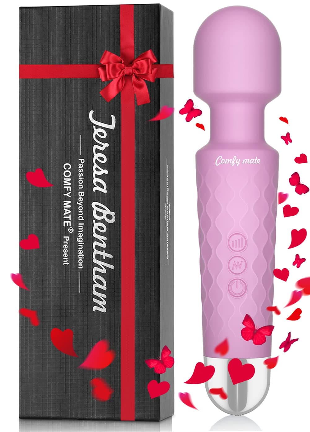 Powerful Mini Viberate Massager with 20 Vibration Modes, Whisper Quiet, Waterproof, Handheld, Cordless for Neck Shoulder Back Body Massage, Sports Recover & Muscle Aches (Pink)