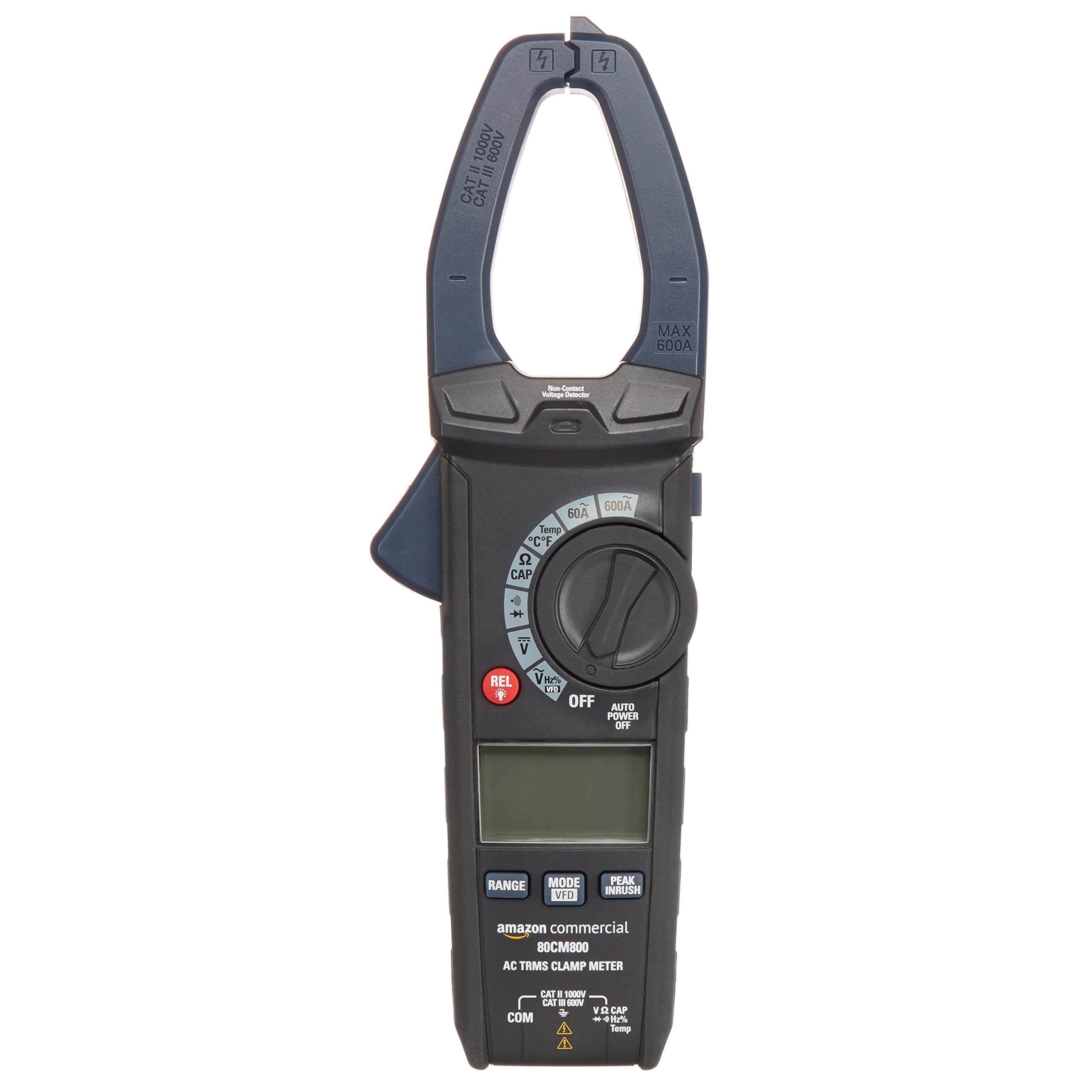 AmazonCommercial 600A AC Clamp Meter, True RMS, NCV, Flashlight, 6000 Count