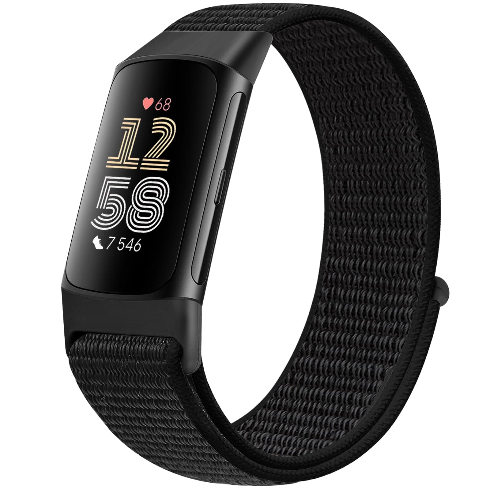 Sport Loop Nylon Watch Straps - Compatible with Fitbit Charge 6/5, Adjustable Breathable Replacement Soft Nylon Loop Wristband for Women & Men