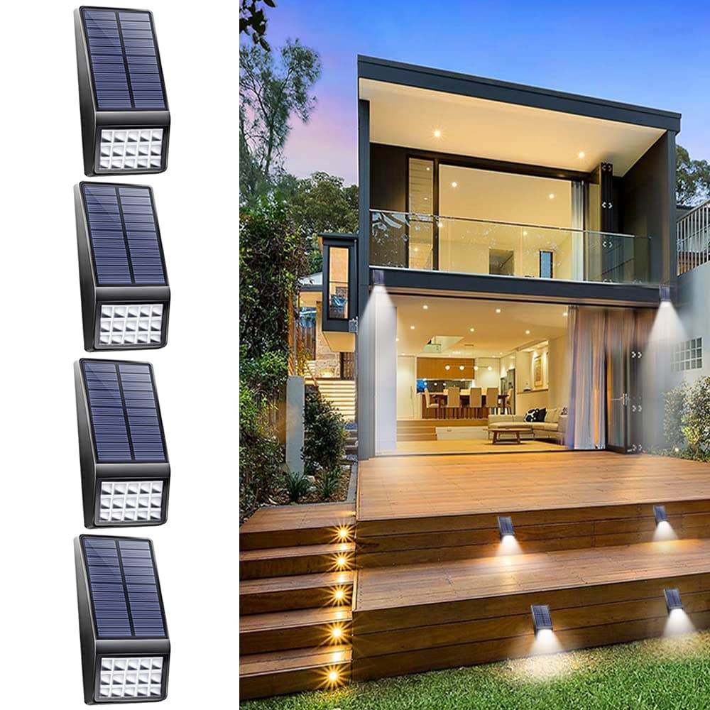XINREE Solar Motion Sensor Lights Outdoor Waterproof, Solar Powered Security Light for Garden Patio Yard Wall Path Fence Deck Step (15LED,4Pack)