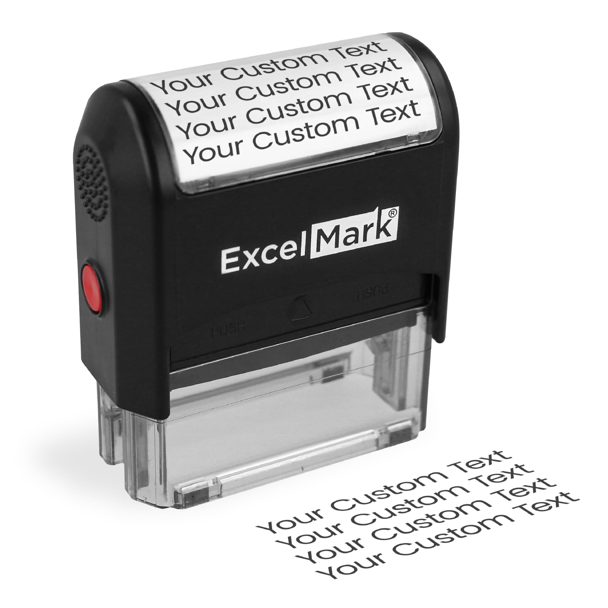 ExcelMark Self Inking Rubber Stamp with up to 4 Lines of Custom Text (Large)