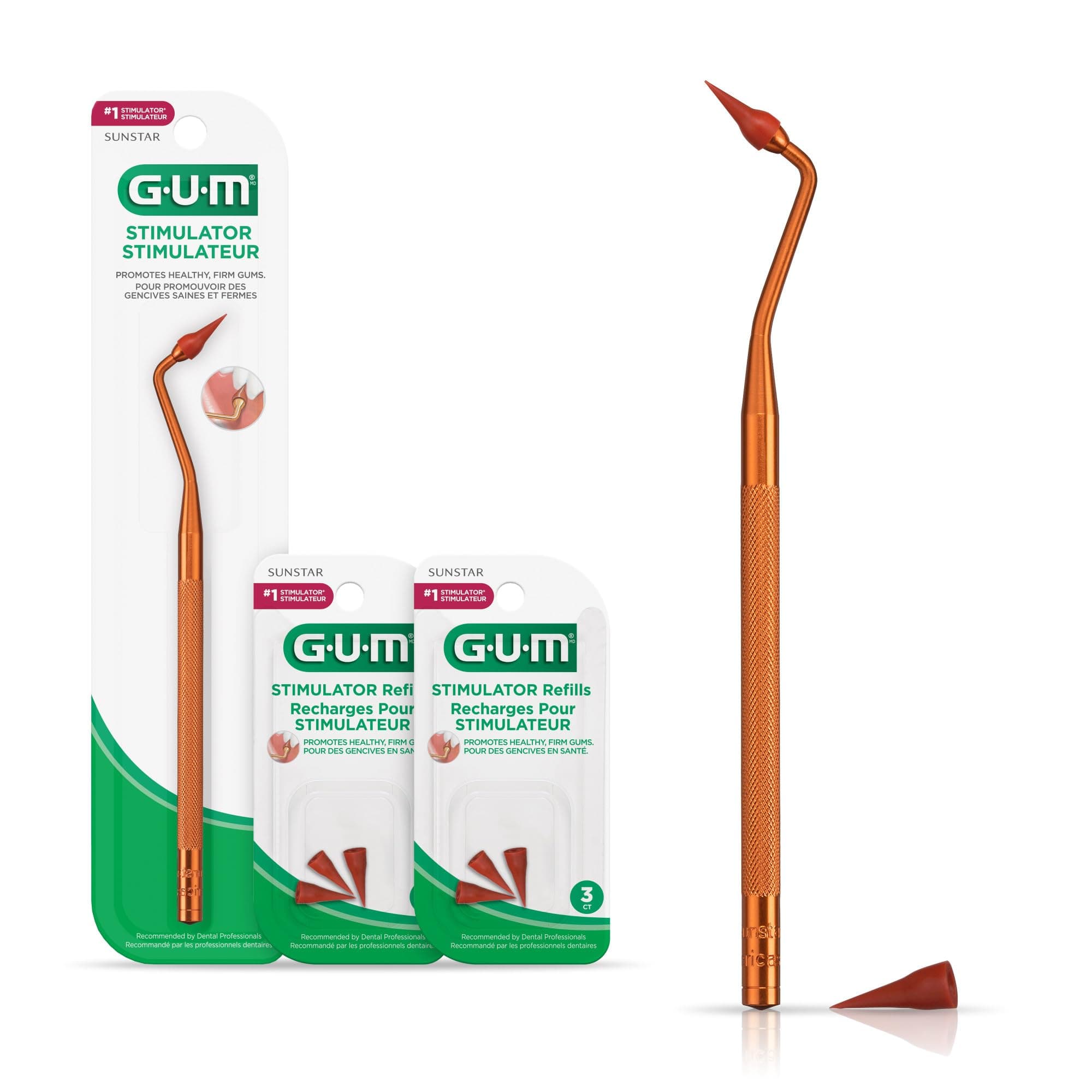 GUM Stimulator with 6 Convenient Refills Rubber Tip Replacement