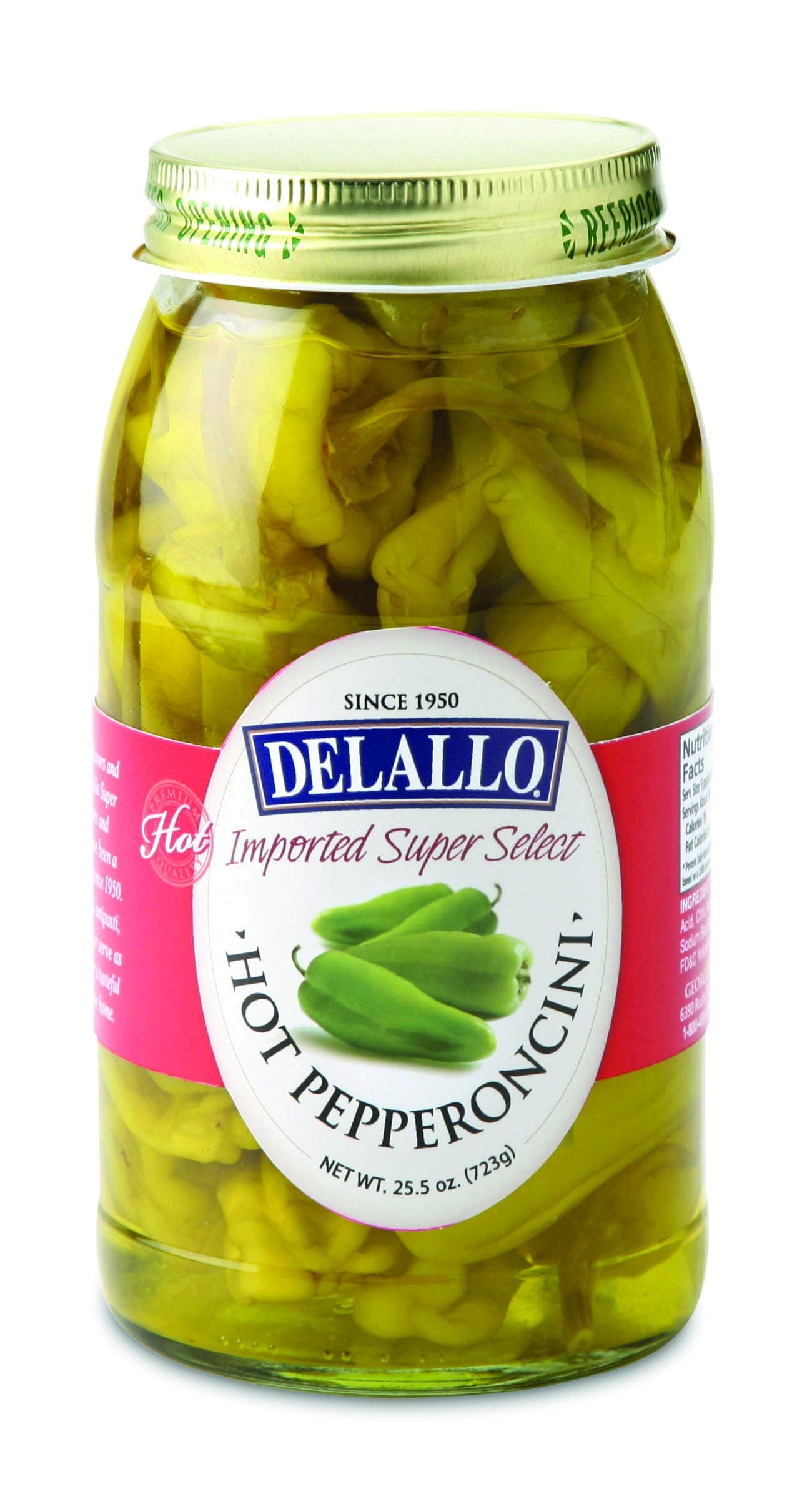 DeLallo Hot Pepperoncini, 25.5 Oz