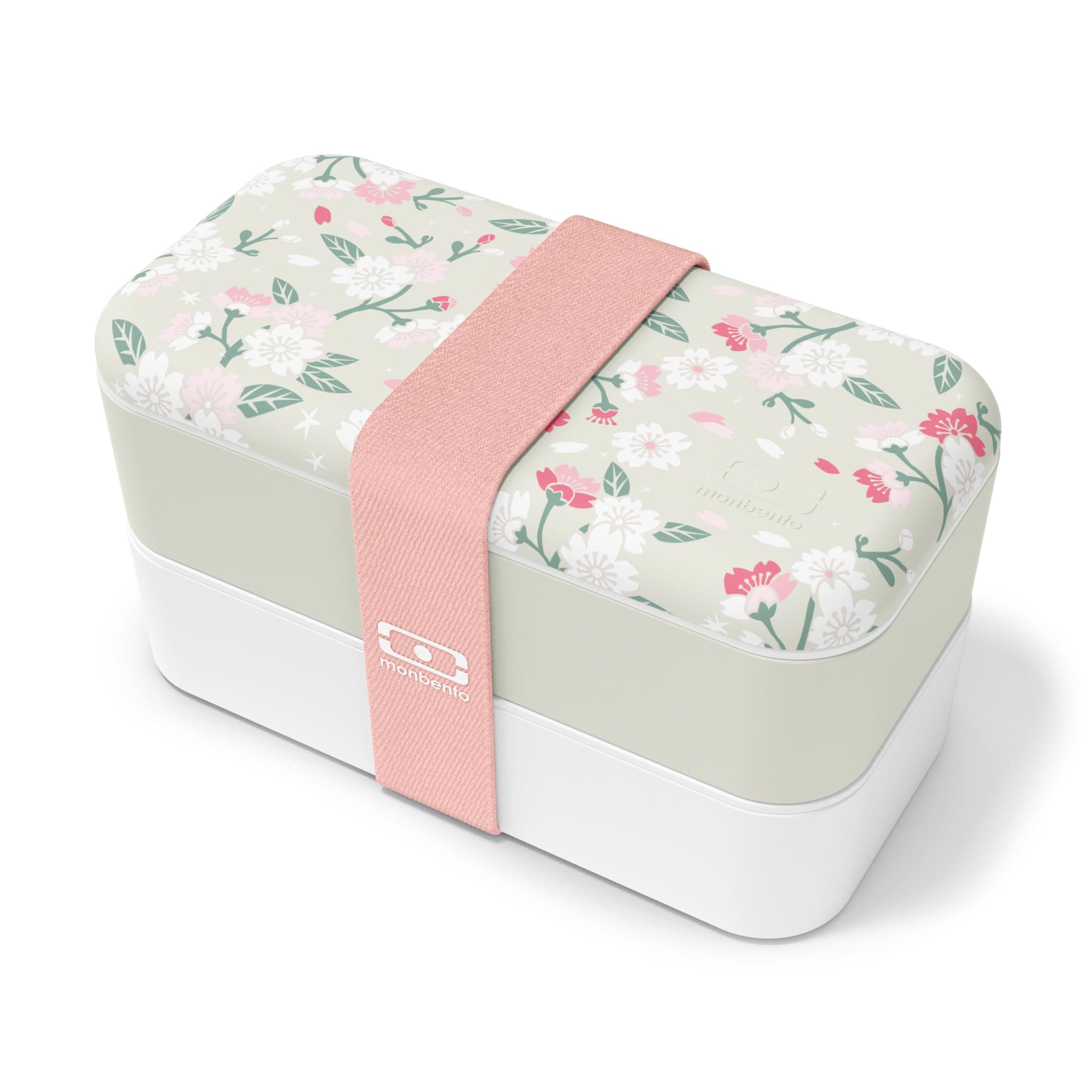 monbentoBento Box Adult MB Original green - 2 Leakproof Compartments - Stackable Lunch Box Ideal for Work/Picnic/Sports - BPA Free Food Containers - Microwave & Dishwasher Safe - Flowers