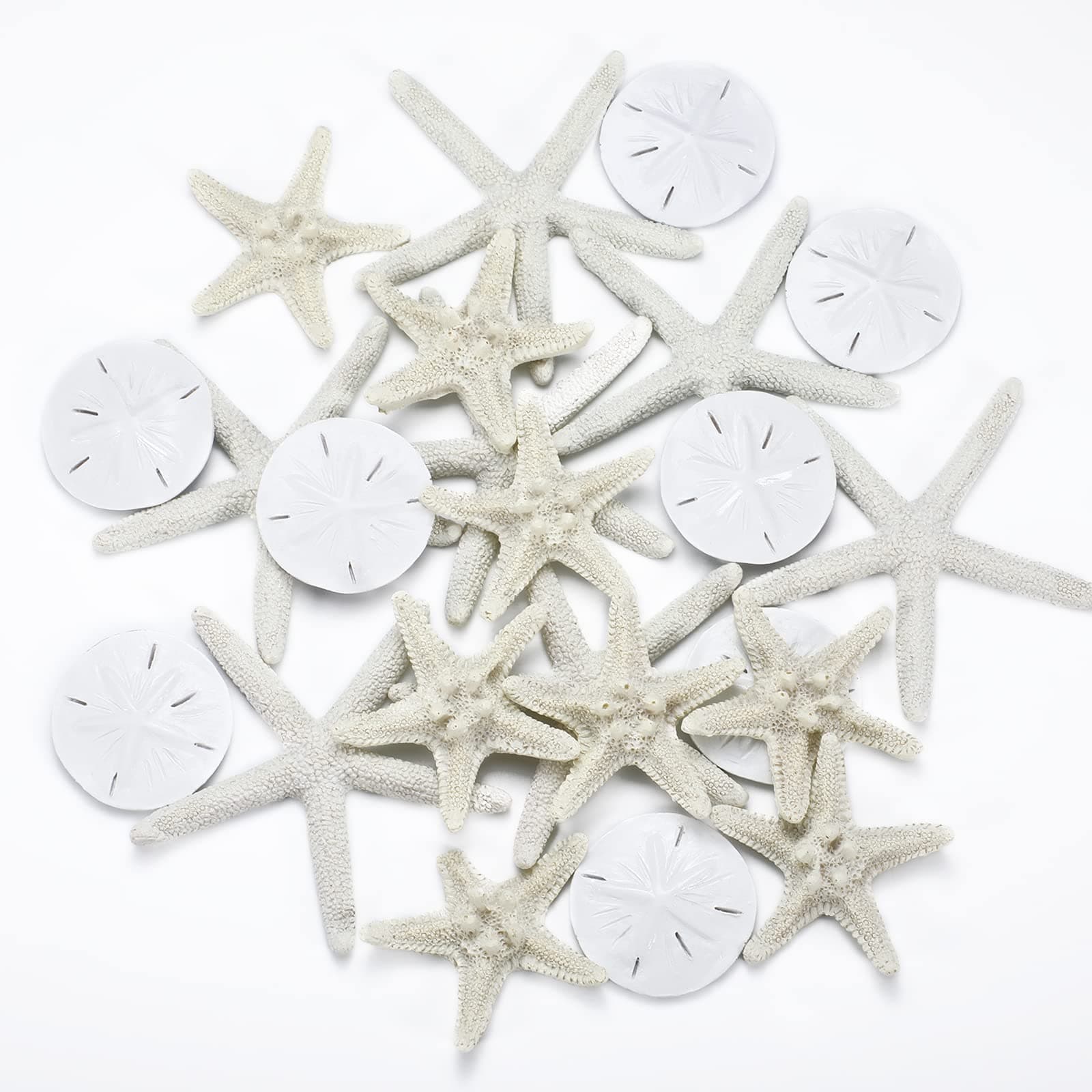 Jetec 24 Pcs Starfish Assorted Decor 3.14 Inch Starfish for Crafts Star Fish Shells Decorations Sand Dollar Ornament White Resin Star Fish Decorations for Wedding Beach Party Decor DIY Craft Supplies
