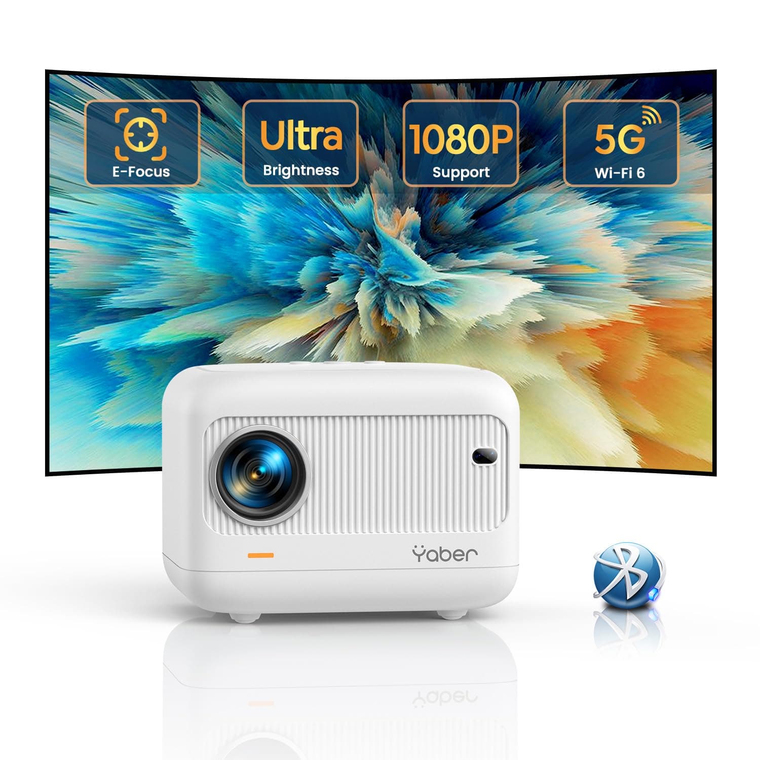 [Electric Focus]Mini Projector with 5G WiFi and Bluetooth 5.2, 18000 Lumen 1080P Outdoor Projector Support ±40° Keystone Correction,Portable Projector for Phone/TV Stick/Laptop/PS5