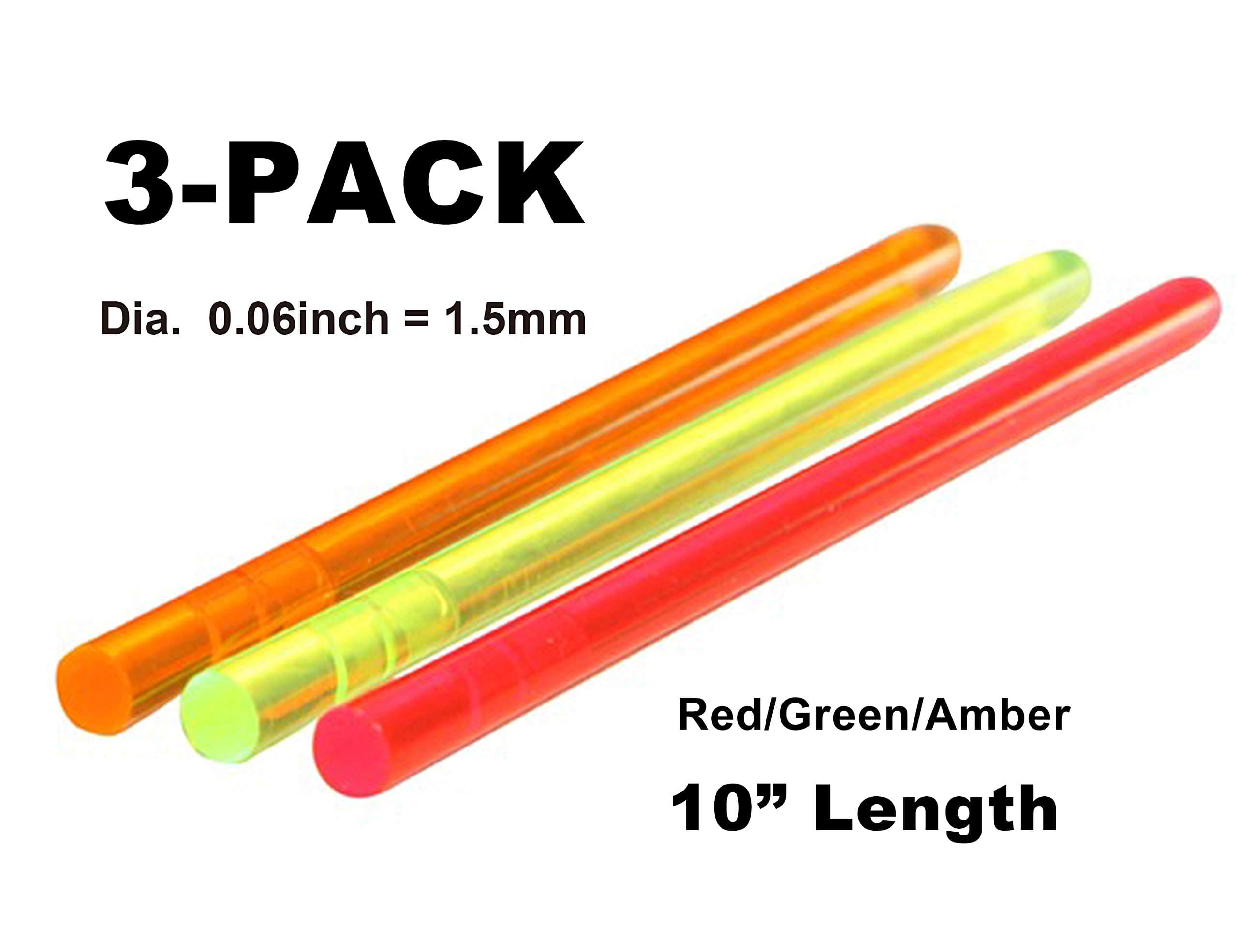 NJGIANT 3-Pack Tactical Replacement High Brightness Glow Stick Fluorescence Fiber Optic Sight Rod Green/Red/Orange for Bow and Gun Sight (0.06)
