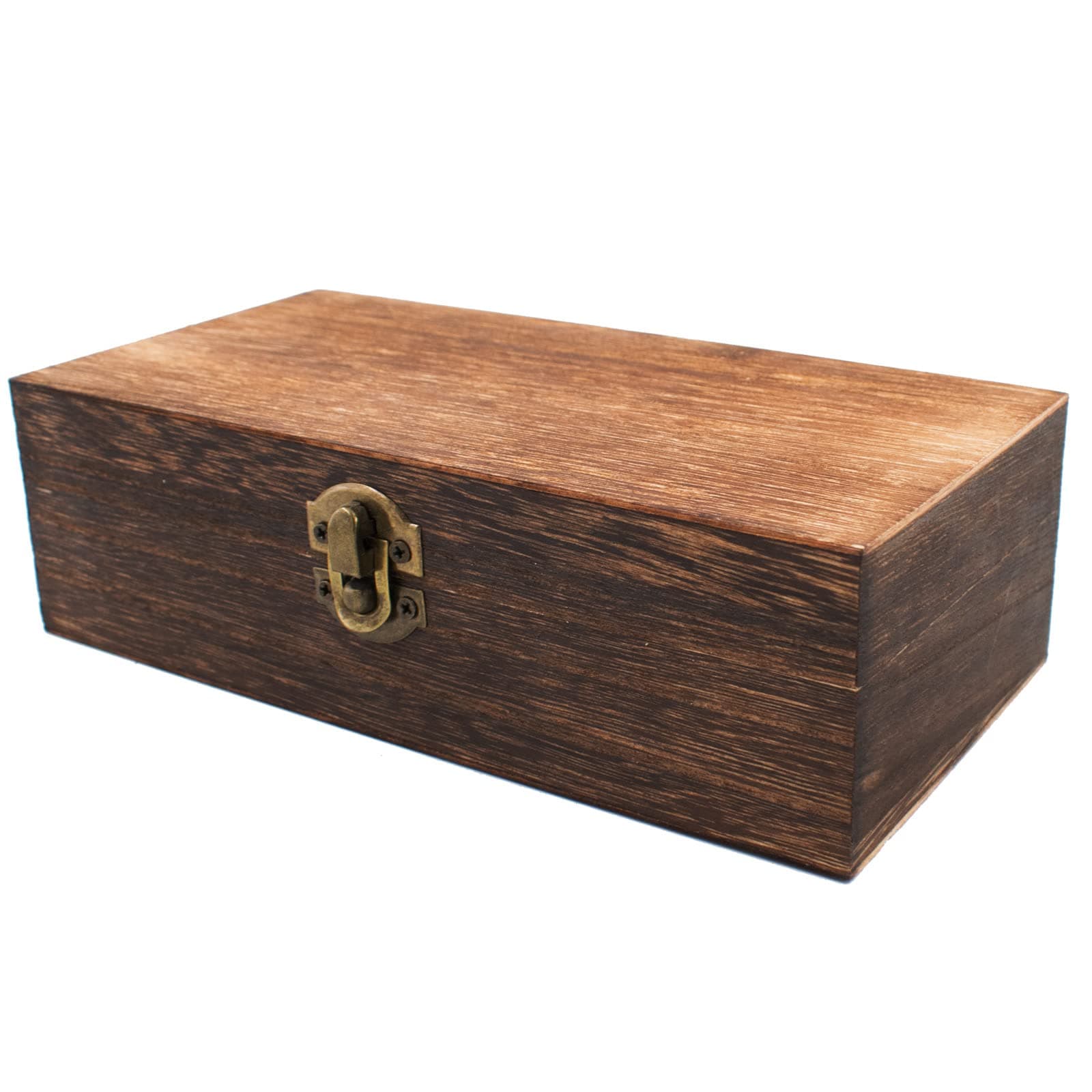 Wood Storage Box with Lid Solid Wood Container Box Decorative Table Large Rectangular Smooth Rustic Style Store Space to Organize Toys Cosmetics Vintage Color 7.87 * 3.93 * 2.36inch, Brown