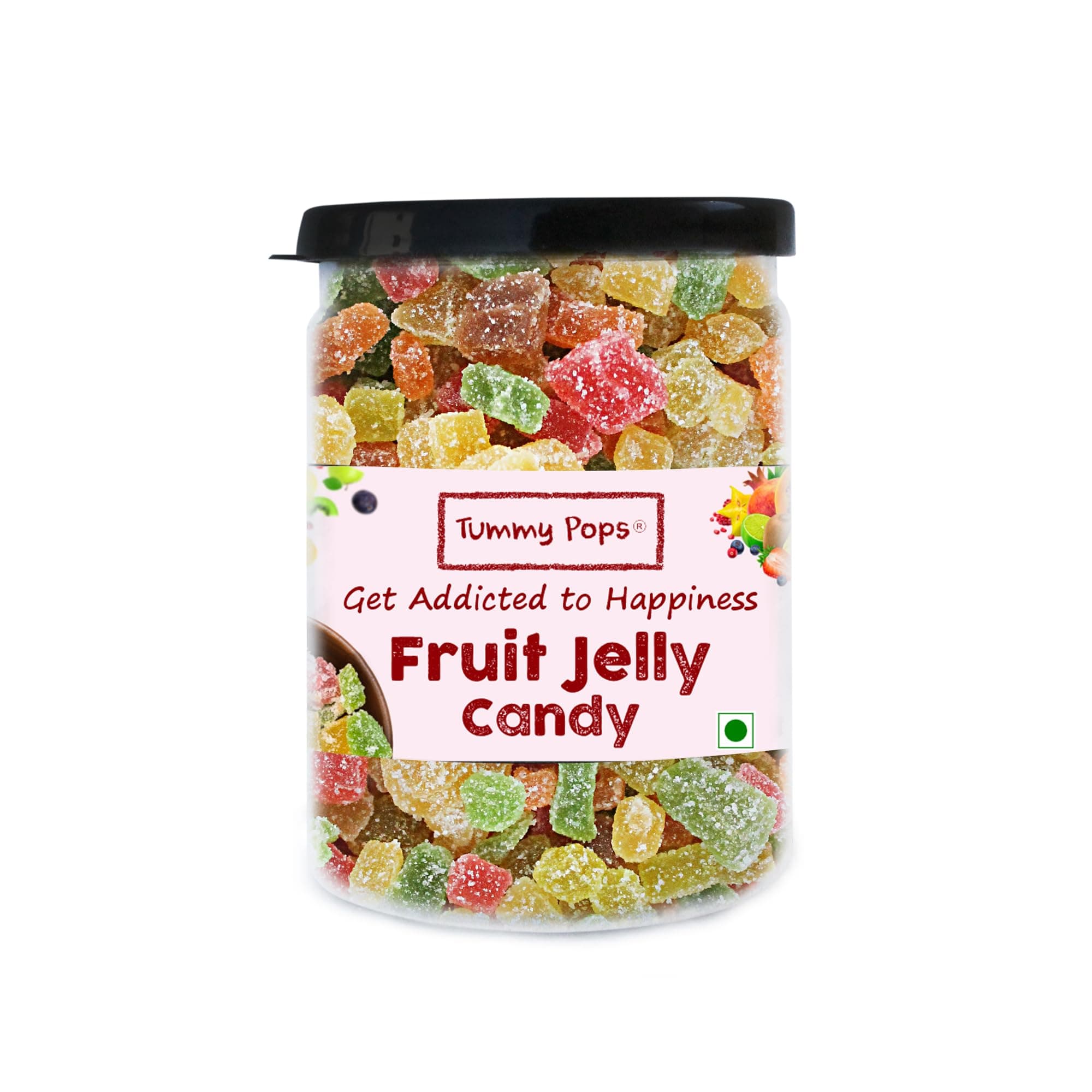 Tummy Pops Fruit Jelly Candy Pack - 90gm Jar Soft Candy for Kids Mix Fruit Jellies Mouth Fresheners Candy