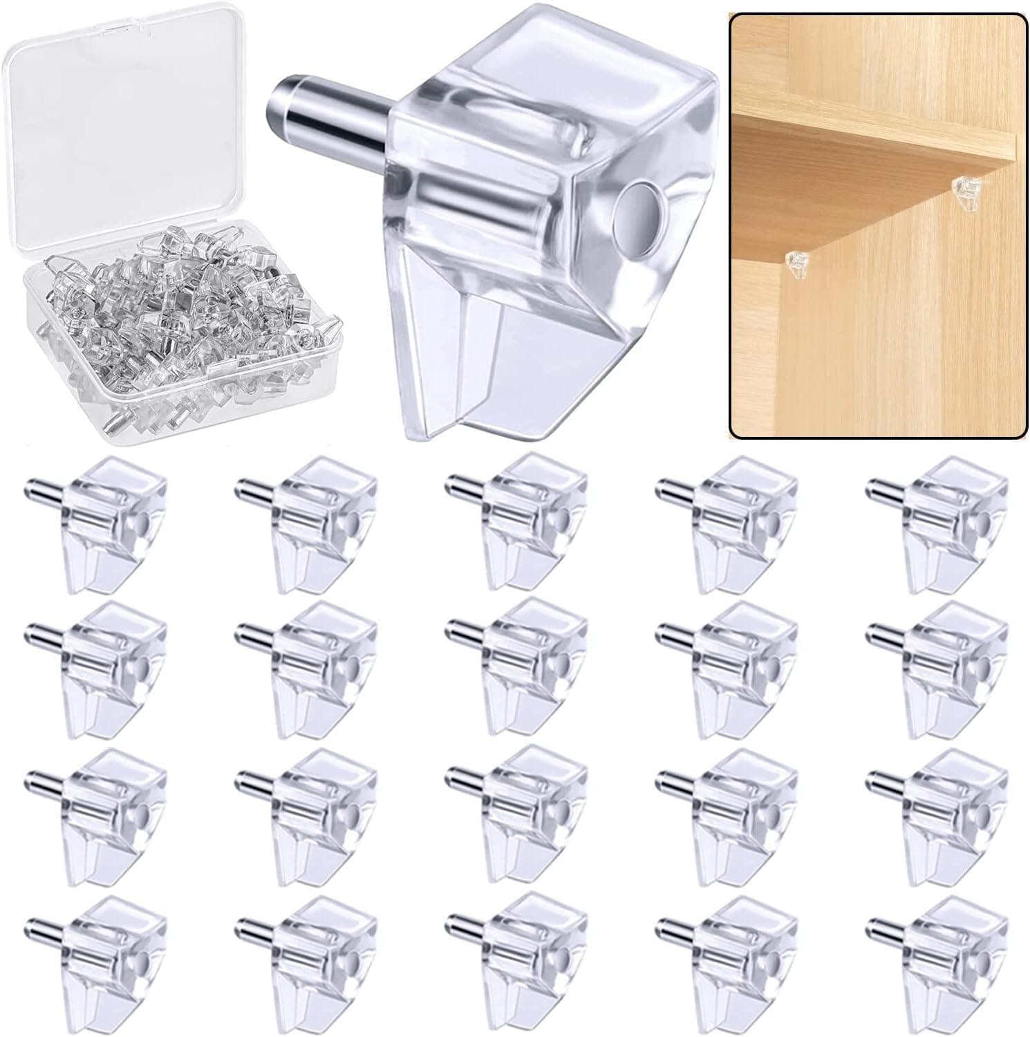 5 Millimeters Shelf Support Peg,Support Cabinet Shelf Pins,Clear Plastic Replacement Peg Cabinet Shelf Supports Pins for Kitchen Furniture Book Shelves Shelf Holder Locking Pins(20 Pieces)