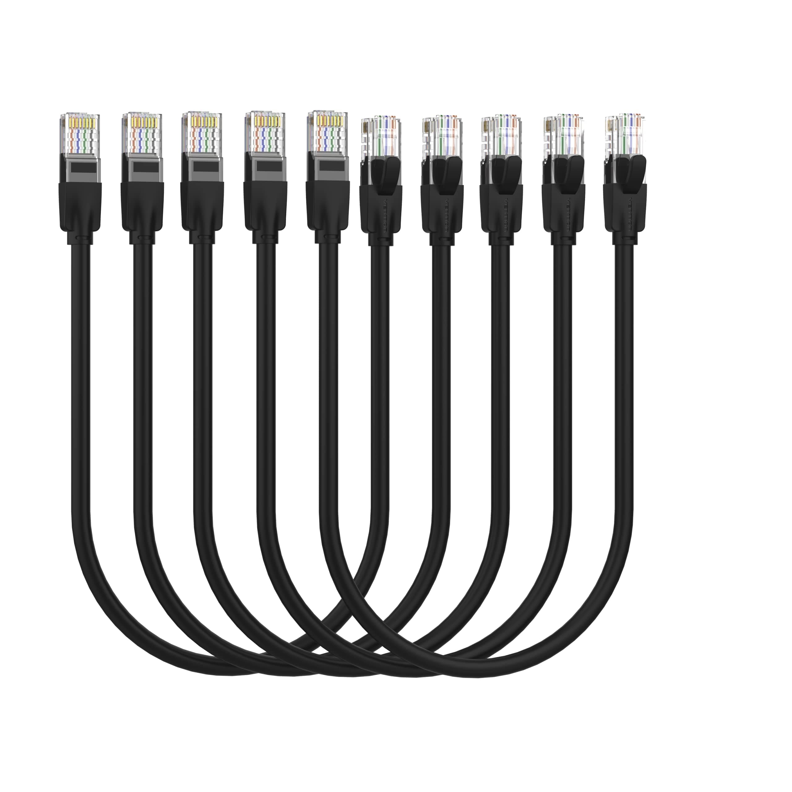 Vention Cat.6 UTP Patch Cable IBE series copper-clad Aluminum 1000Mpbs 250MHz Aluminum Foil PVC Jacket (0.5 M [X5], Cat.6 UTP, Black)