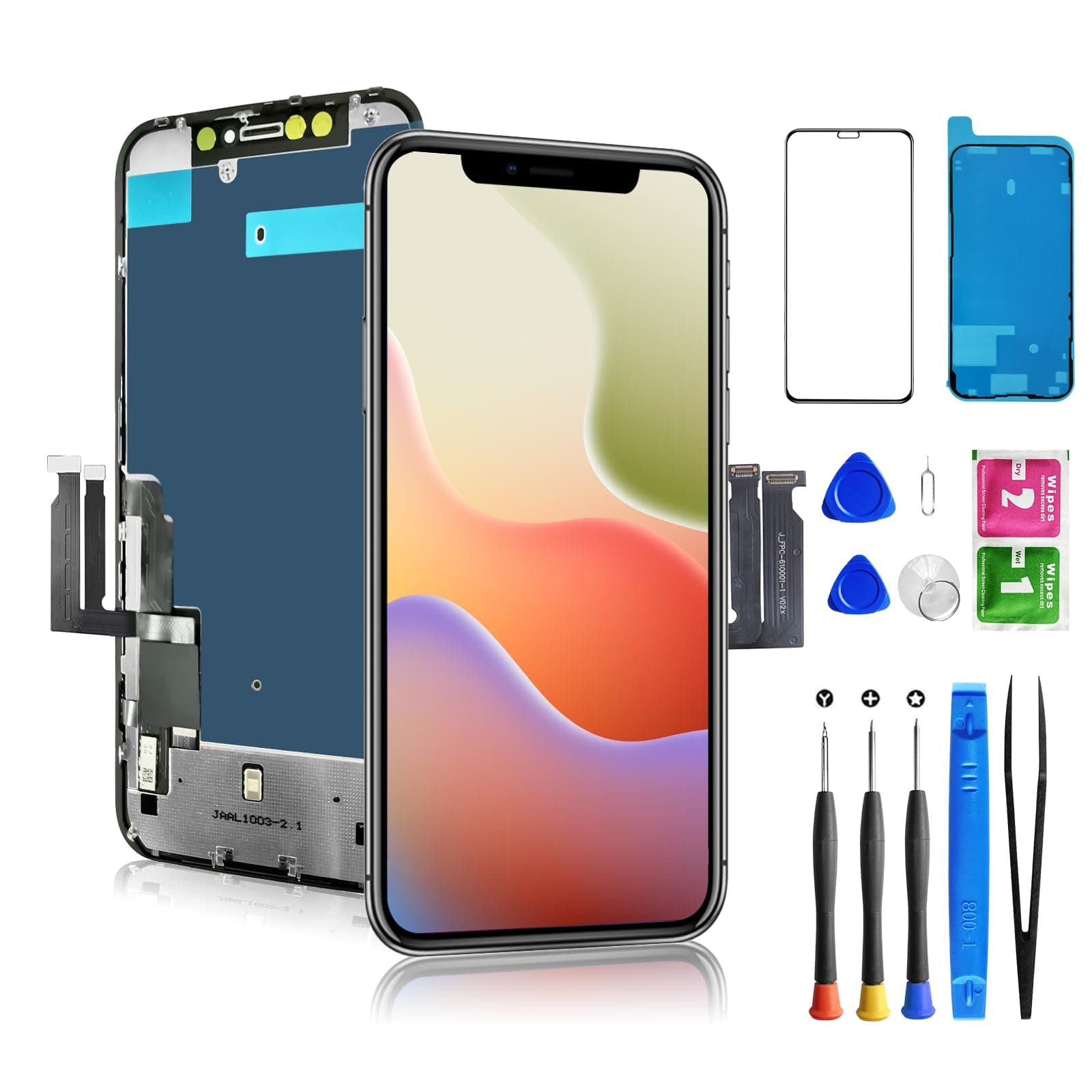 for iPhone XR Screen Replacement, 6.1 inch LCD Display 3D Touch Full HD Digitizer Frame Assembly, Compatible with A1984, A2105, A2106, A2108 Models, Repair Kit + Screen Tempered Protector