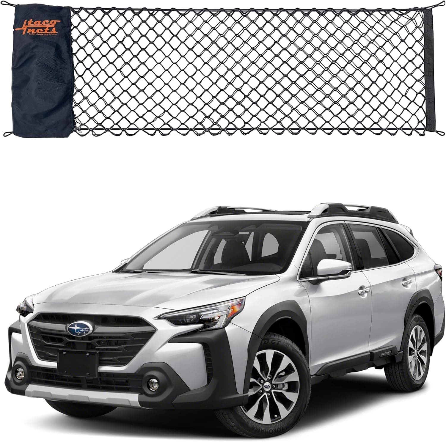Envelope Cargo Net for Subaru Outback - Fits 2015-Current - Upgraded 5mm Bungee - Integrated Storage Bag - Heavy Duty Hooks - Designed in USA