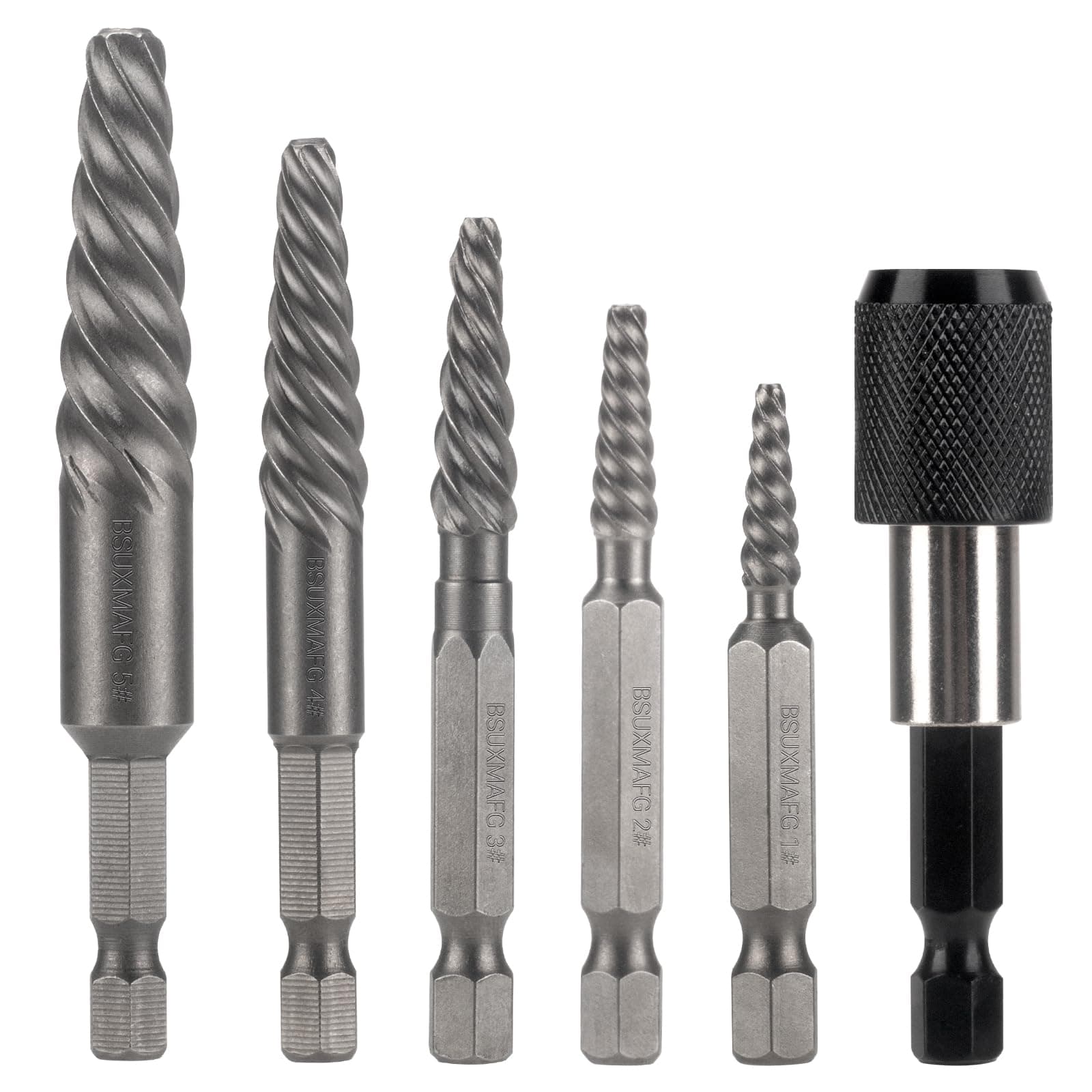 Damaged Screw Extractor Set, 6 Piece Easy Out Bolt Extractor for Easily Remove Broken Bolts, Stripped Screws, Studs