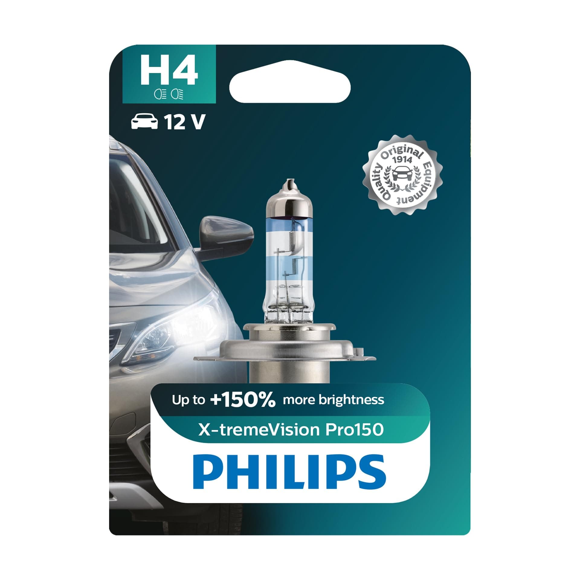 Philips X-tremeVision Pro150 H4 car headlight bulb +150%, single blister