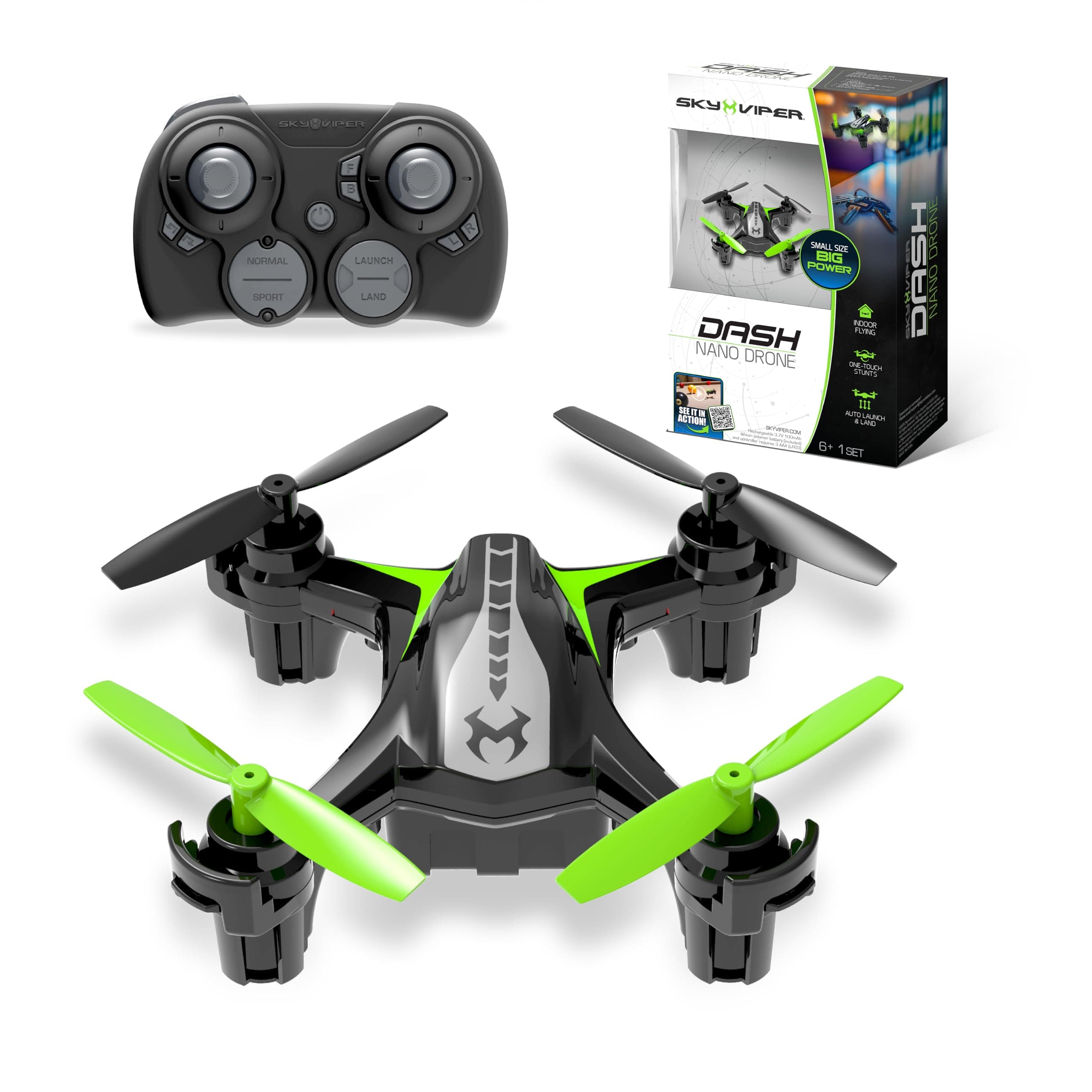 Sky Viper Dash Nano Performance RC Drone, Fast Safe Indoor Flying, Rechargeable Battery