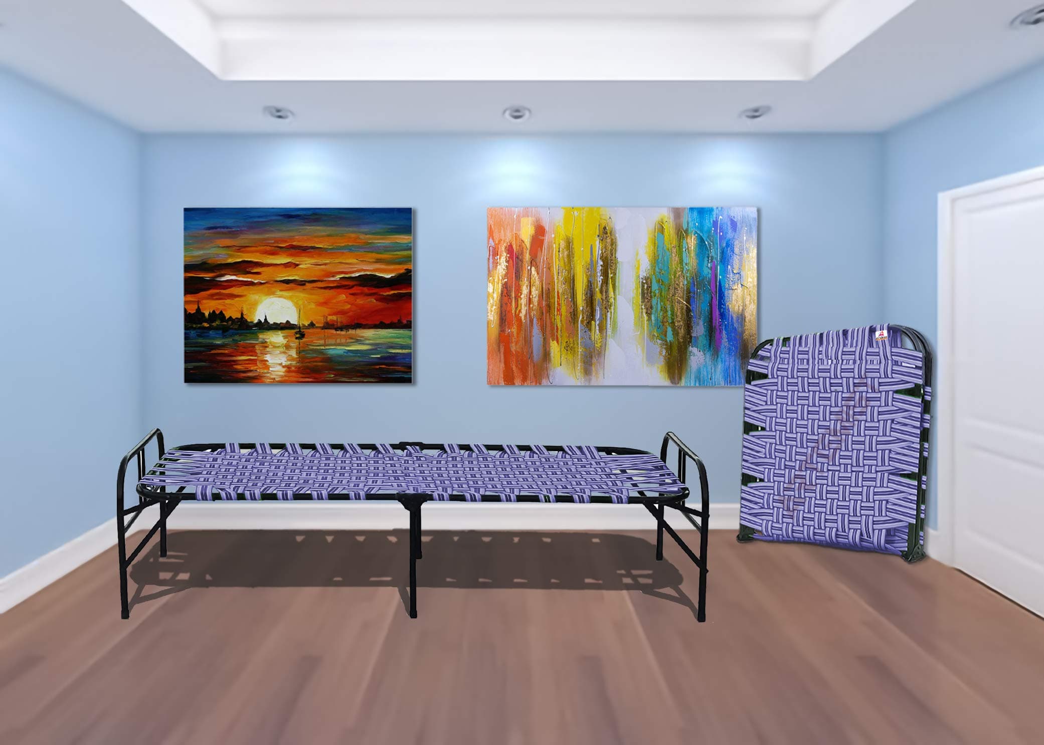 ARTEMIST Portable Single Folding Bed Space Saving Heavy Duty Foldable khat Cot for Sleeping Sturdy Metal Frame Space Saving Design 3X6 feet (ModernBed) (Painted)