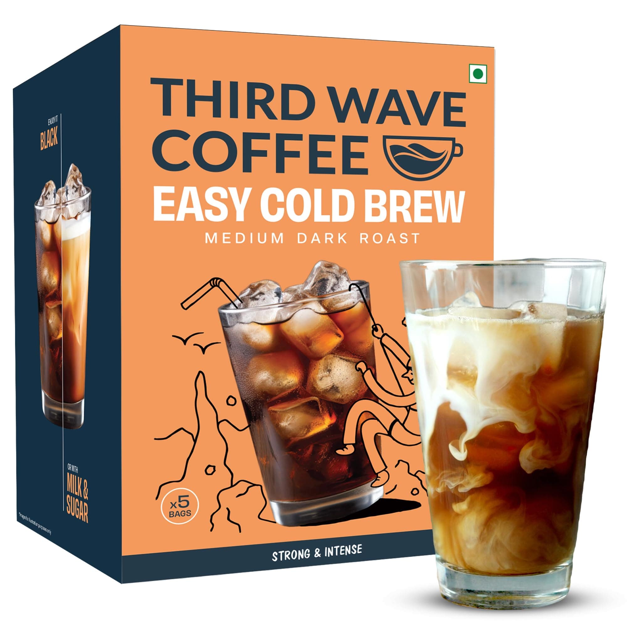 Easy Cold Brew Coffee Medium Dark Roast 5 Bags Makes 15 Cups Instant Brew No Equipment Needed Arabica Coffee Sourced Directly From Farms,Pack Of 1 | 250 gram