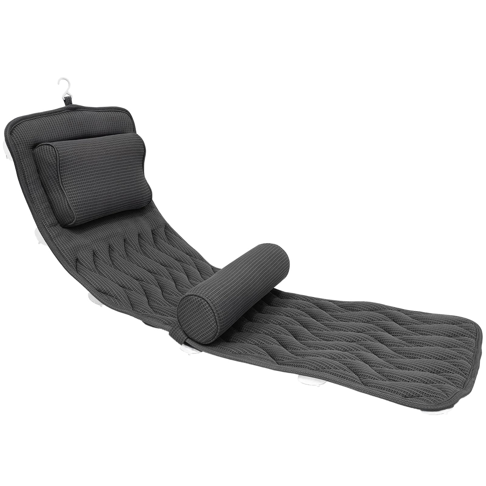 Full Body Bath Pillow with Lumbar Roll Gray