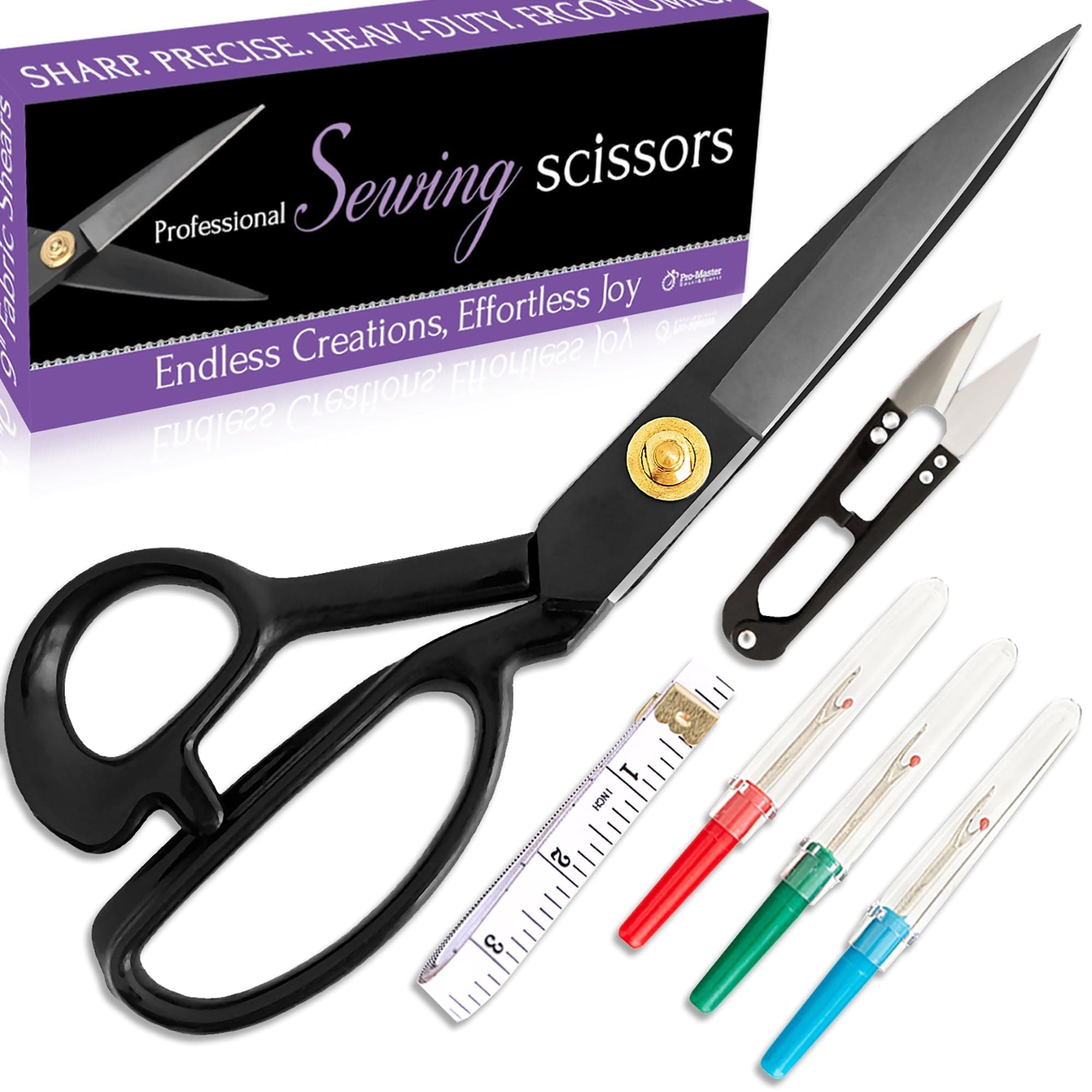 Professional 9 Inch Sewing Scissors for Fabric Cutting - Ultra Sharp, Heavy Duty Fabric Shears for Smooth, Precise Cuts on All Fabrics and Leather, for Tailors, Dressmakers, Crafters, and Artists