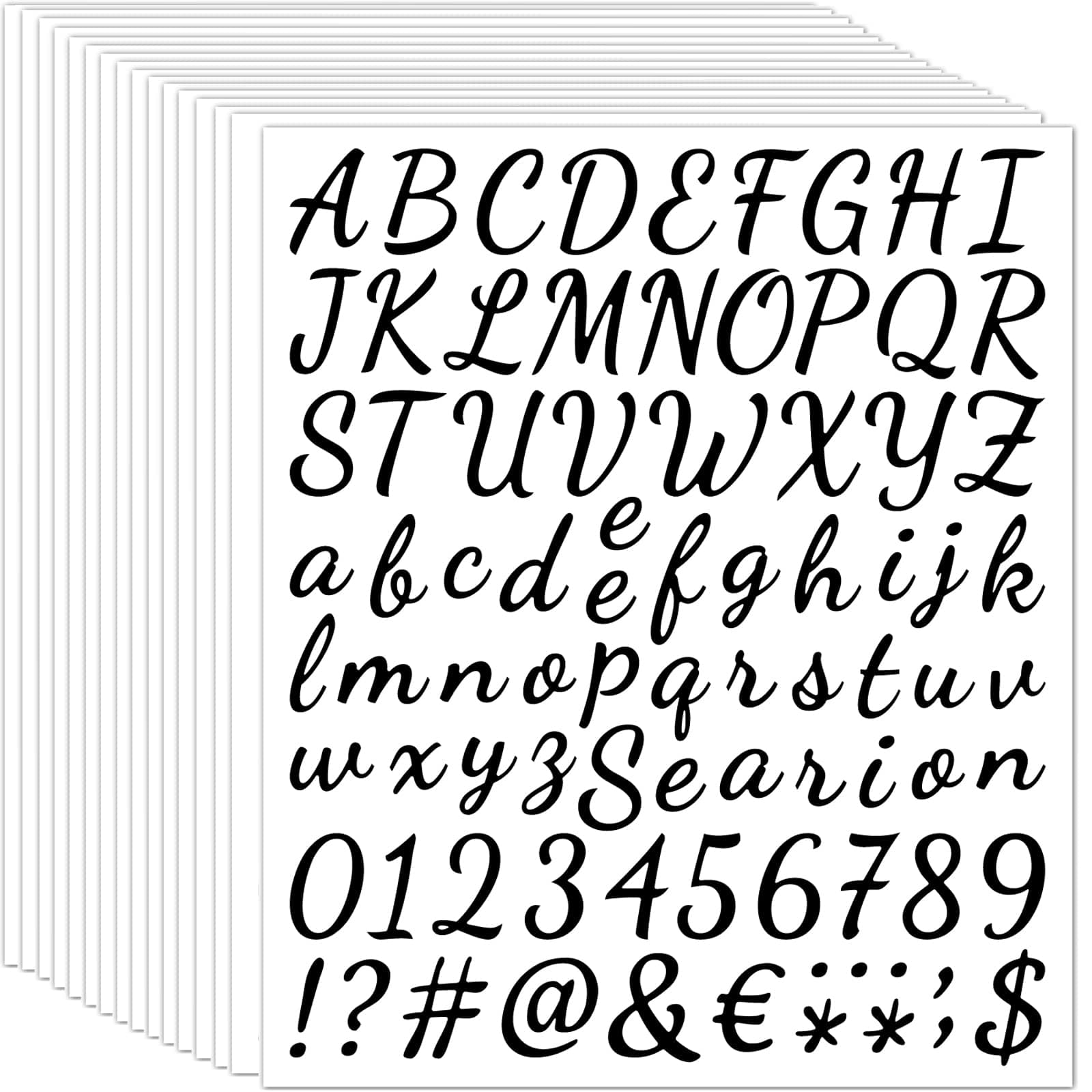 16 Sheets Vinyl Letters Numbers Kit,Self Adhesive Cursive Alphabet Letter Sticker, DIY Number Letter Decal Script Pantry Labels for Office,Mailbox,Kitchen,Signs,Window,Door,Home,Grad Cap (Black,1 Inch)