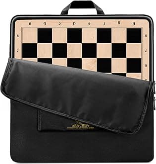 A&A 21.25" Professional Wooden Tournament Chess Board/Ebony Wood & Maple Inlay / 2.25" Squares w/Notation