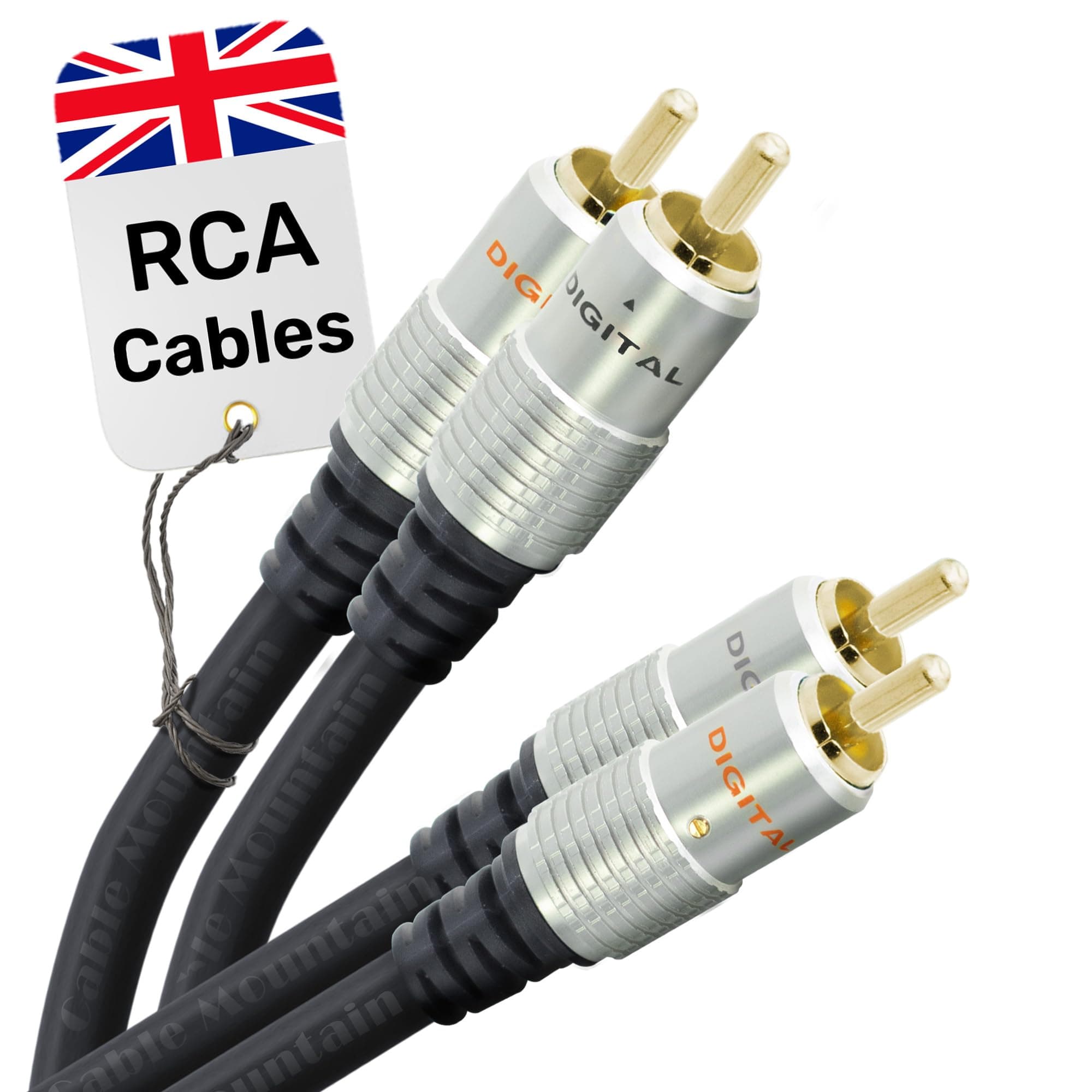 CableMountain 2 RCA to 2 RCA Cable 3m - Gold Plated Male-to-Male Phono to Phono Cable | RCA Audio Cable for Amplifier, Turntable, TV, Home Theater, Speakers and HiFi Systems