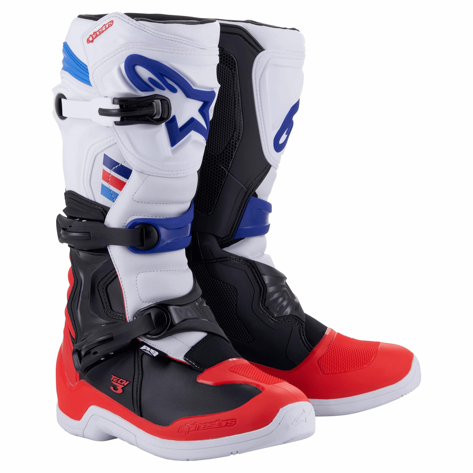 Alpinestars Tech 3 Boot (White/Bright Red/Dark Blue, us_footwear_size_system, adult, men, numeric, medium, numeric_10)