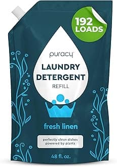 - Laundry Detergent Refill - Enzyme-Powered Liquid Laundry Detergent Concentrate, Natural Laundry Detergent Seen on TikTok, Non-Toxic (Fresh Linen, 48 fl oz, 192 Loads)