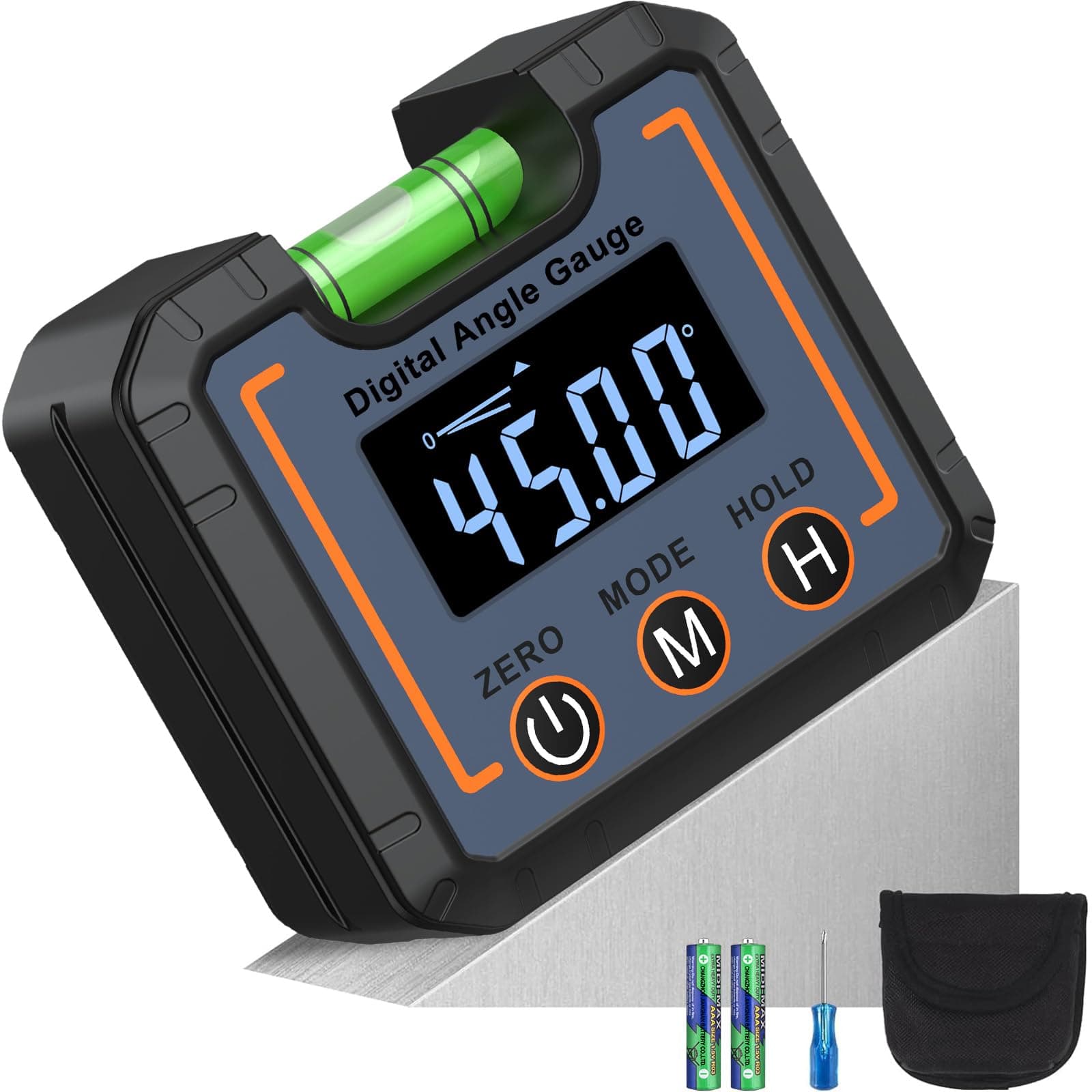 Justech Digital Level Angle Gauge Digital Angle Finder Inclinometer Bevel Box with VA LCD Display & Horizontal Bubble for Construction Carpenter Craftsman Home