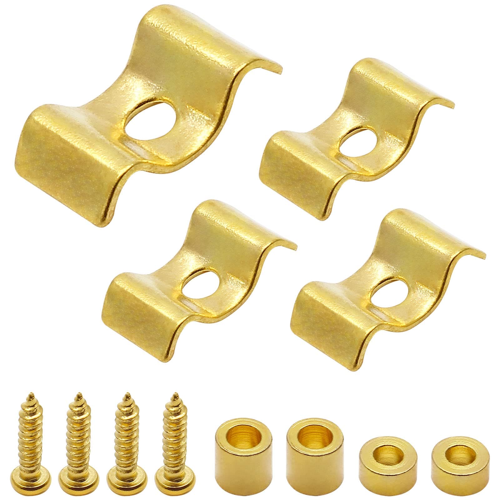 4Pack Guitar String Trees, Gold String Retainer Guides Compatible with Tele Guitar Stratocaster Strat with Mounting Screws
