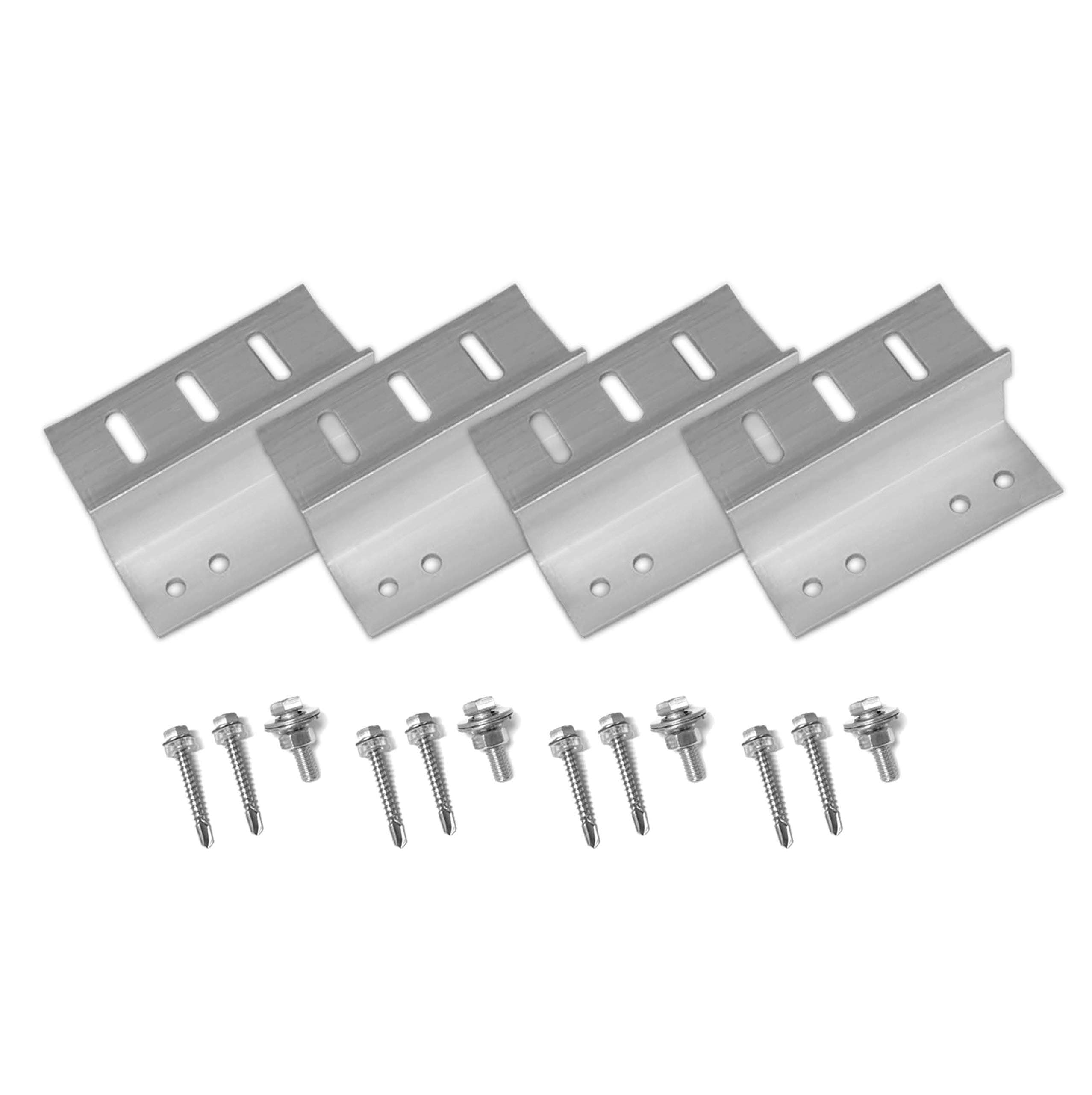 NewpowaSolar Panel Mounting Z Bracket with Nuts and Bolts Supporting for RV, Boat, Wall, Off Grid Roof Installation A Sets of 4 Units Sliver Aluminum