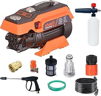 Shakti Technology S5 High Pressure Car Washer Machine 1900 Watts Pressure 125 Bar, 8L/Min Flow Rate and 10 Meter Hose Pipe with Professional 1L Foam Cannon Snow Lance