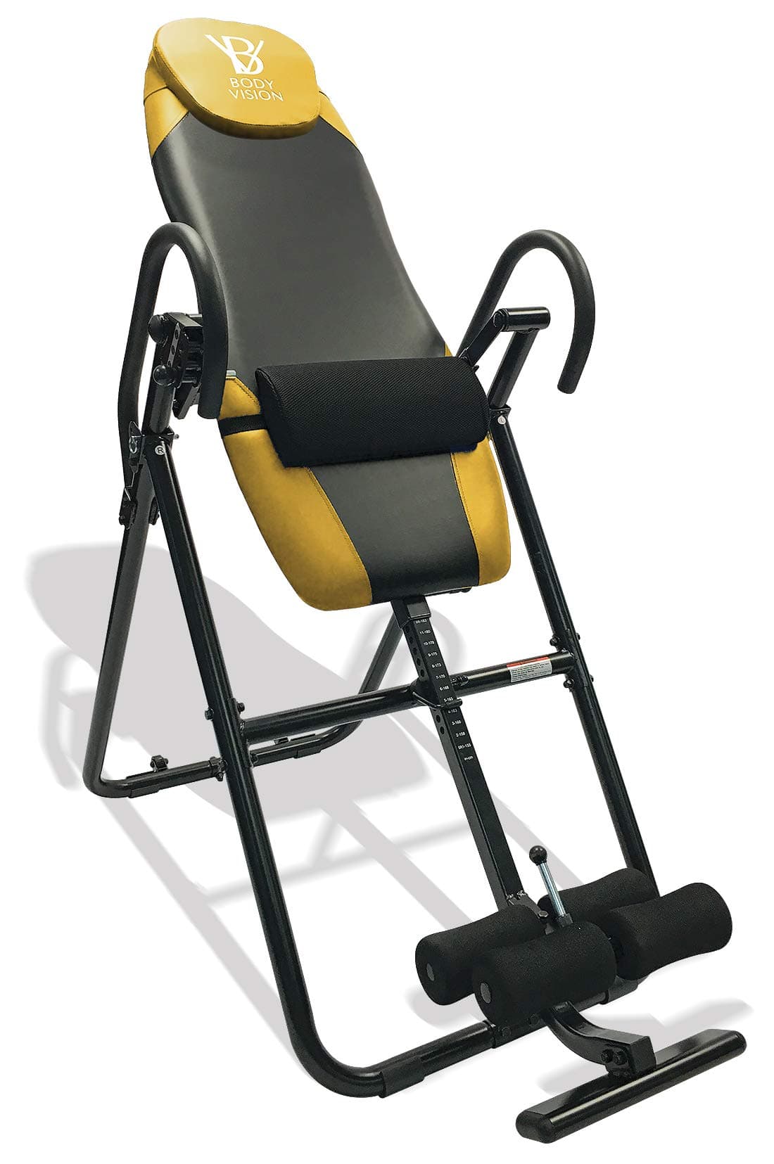 Body Vision IT9825 Premium Inversion Table with Adjustable Head Pillow & Lumbar Support Pad, Yellow - Heavy Duty up to 250 lbs