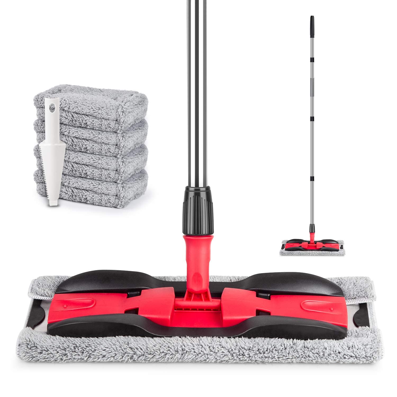 Wood floor mop with 4 washable pads