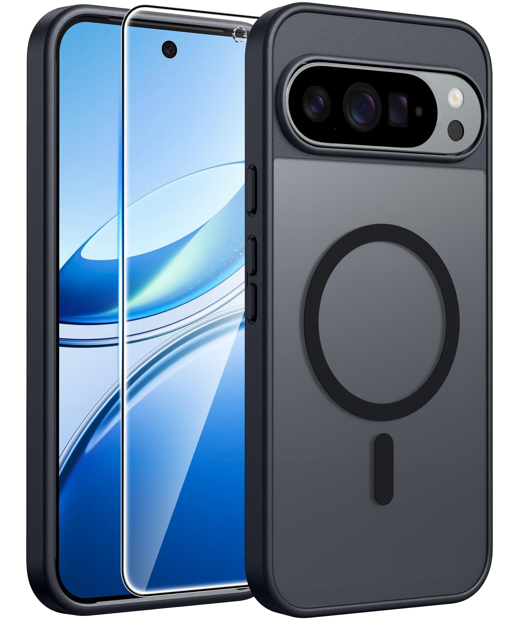 FNTCASE for Google Pixel 10 Pro Case: for Pixel 10 Case [Fit for Magsafe] Translucent Matte Cases with [Screen Protector] Military Grade Shockproof Protective Magnetic Phone Cover (6.3inch - Black)