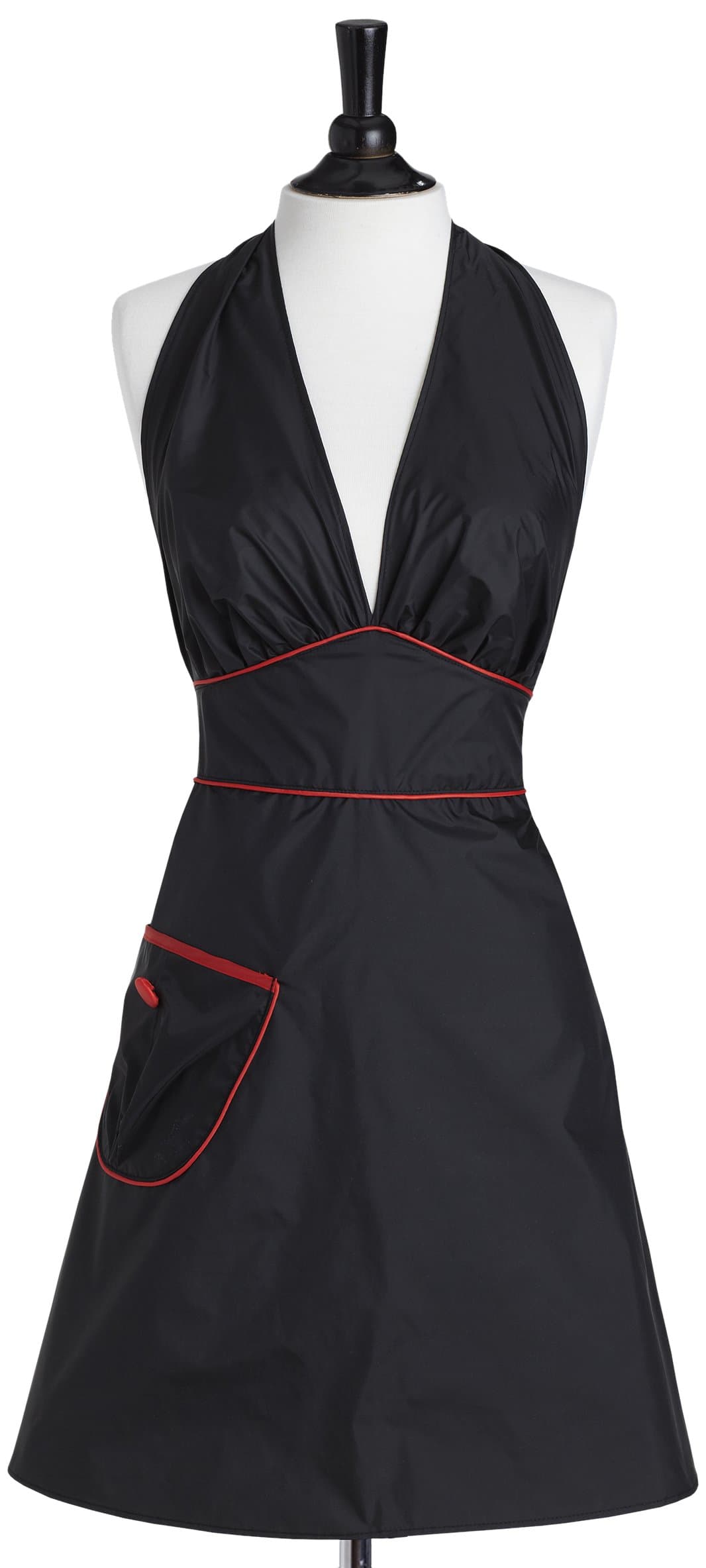 Jessie Steele Bib Bombshell Apron, Black with Red Trim