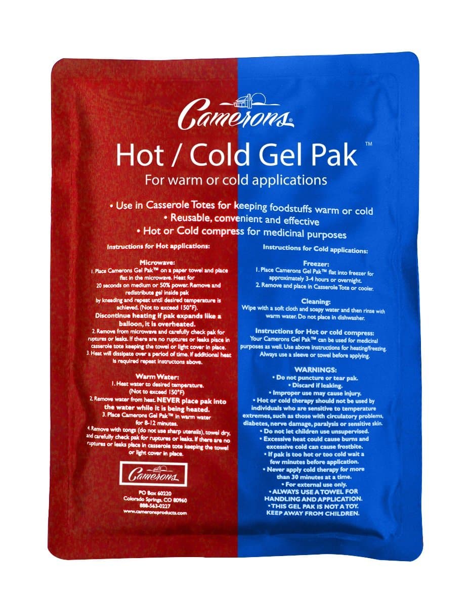 Camerons Hot or Cold Gel Pack - XL Ice & Heating Pack (8"x11") - Large Reusable Pak Keeps Temperature - Use in Casserole Carrier & Lunch Box for Food -Use as Warm & Cold Compress & Physical Therapy