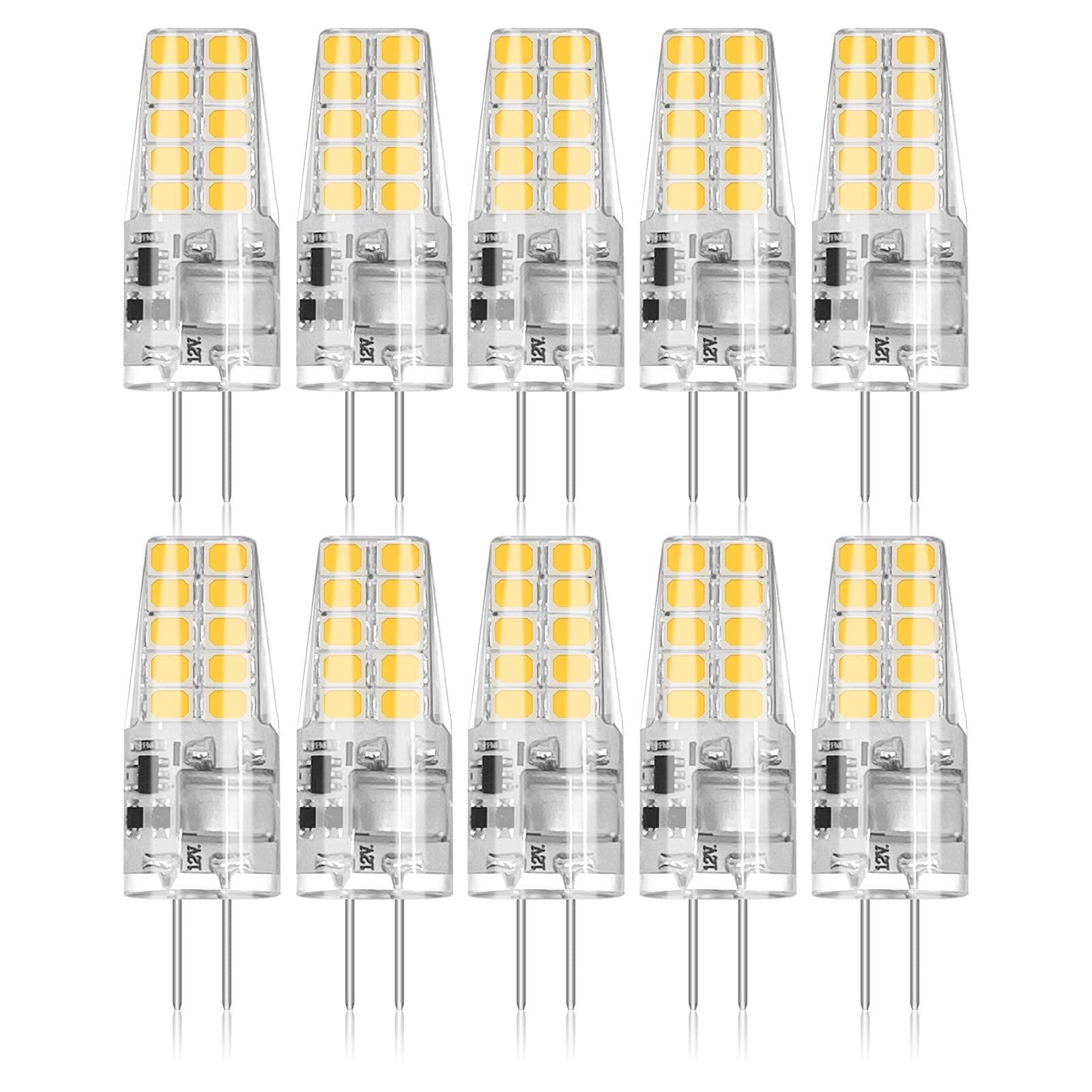 BUBO 10 Pack G4 LED Bulb 2W Equivalent 30W 3000K Warm White 250 Lumens 360°Beam Angle, T3 Halogen Bulb Replacement Landscape Bulbs, AC/DC 12V Led Lights G4 Bi-Pin Base for Outdoor Landscape Lighting