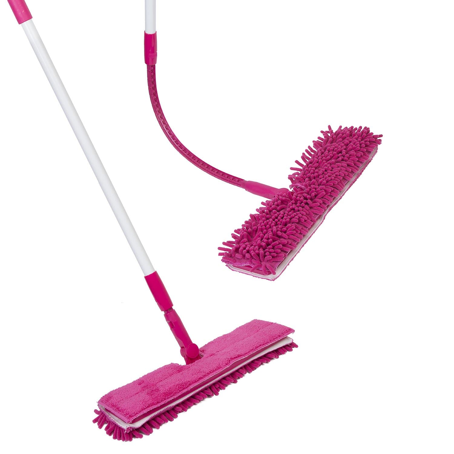 Jumbl Dual Action Microfiber Flip Mop – Multifunction Commercial Grade Microfiber Floor/Dust Mop with 2 Washable Pads w/Telescoping Flexible Arm for Reaching Under Furniture, Beds etc