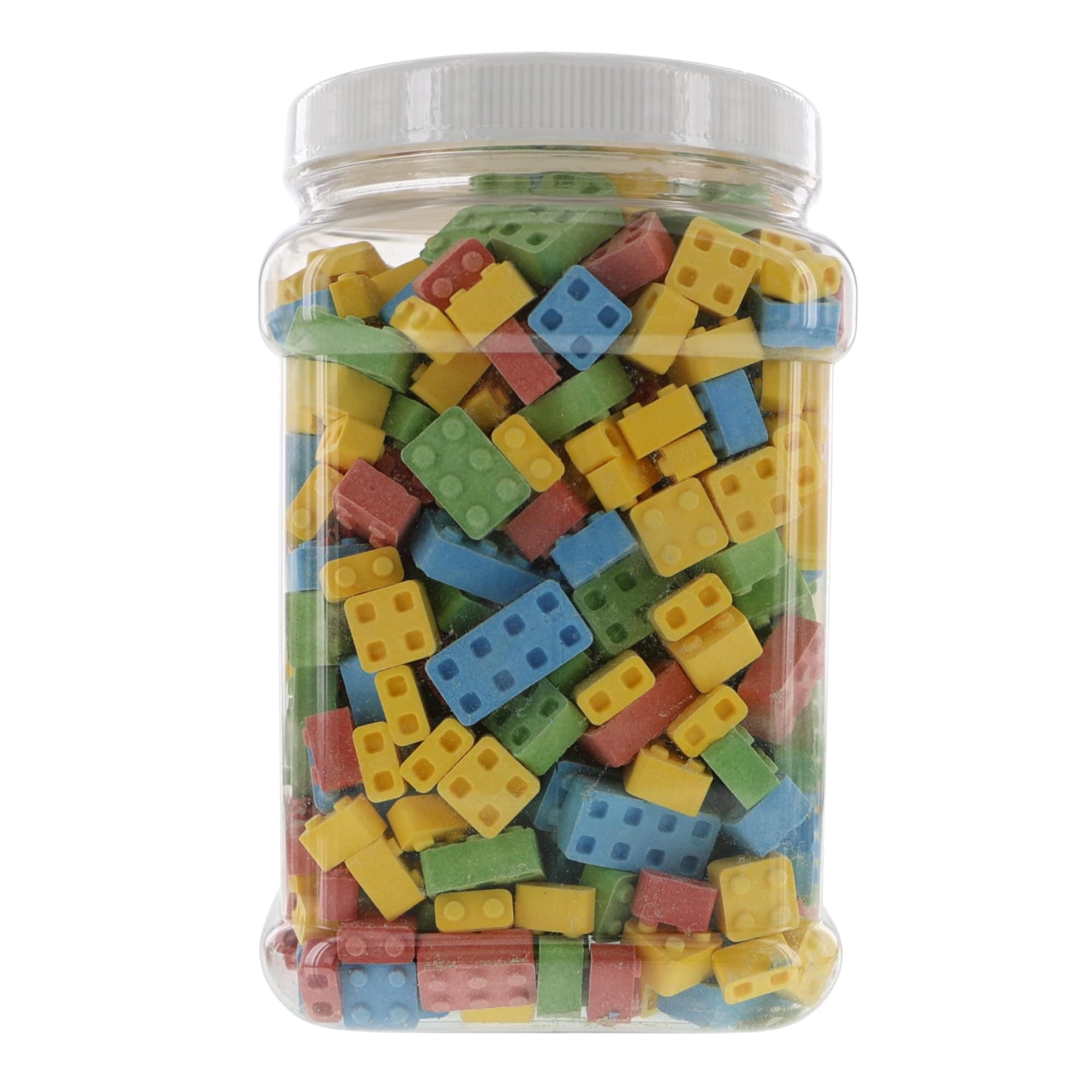 Candy Blox 3 Pound Building Blocks Bulk Candy - Assorted Bulk Blox Candy in 64 FL OZ Gift Ready Reusable Square Jar