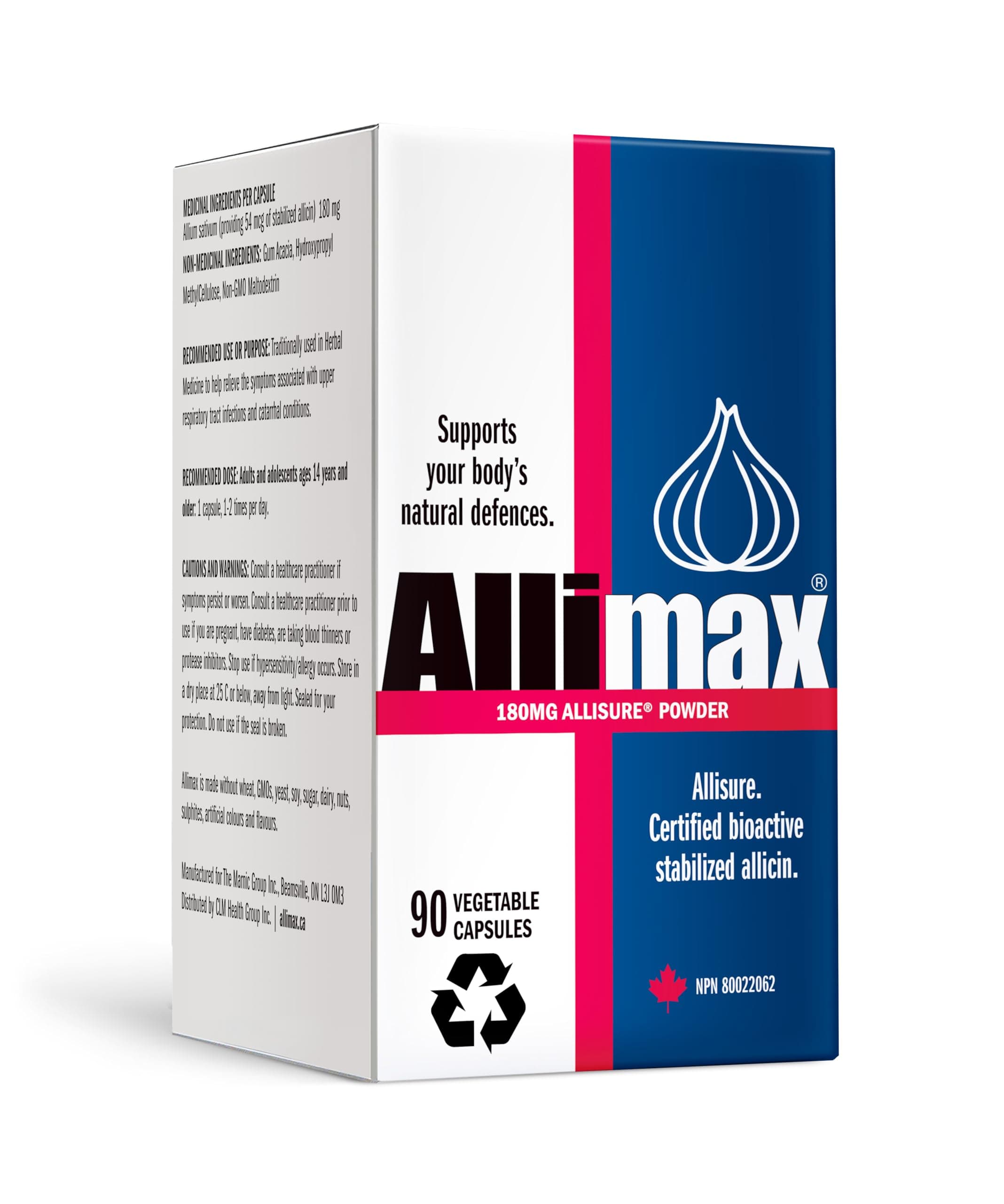 Allimax 180mg 90 Capsules. Supports Your Body's Immune Function Through Natural Allicin, a Potent Organosulphur Compound Extracted from Clean and Sustainable Spanish Grown Garlic.