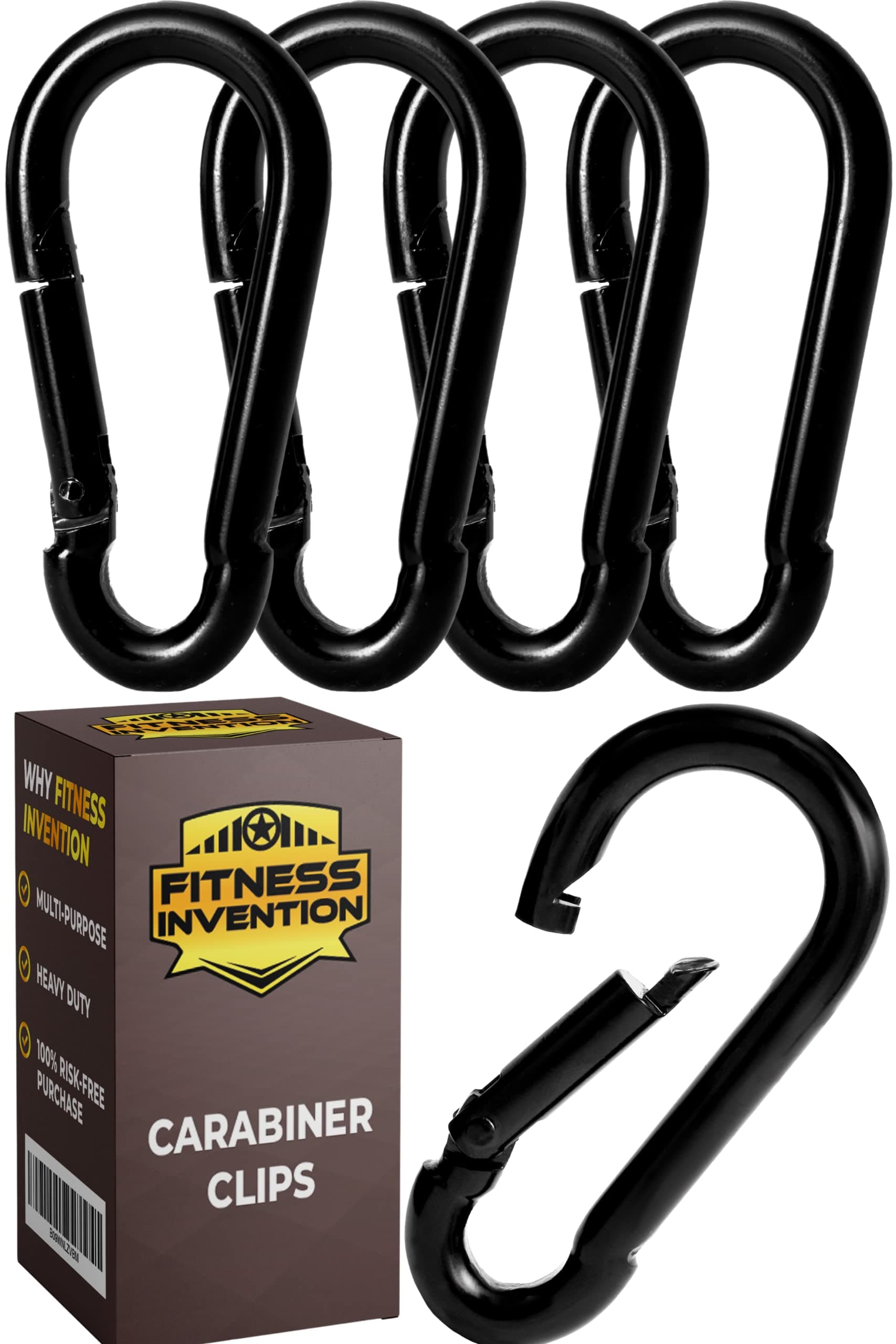 Black Carabiner Clips 5 Pack