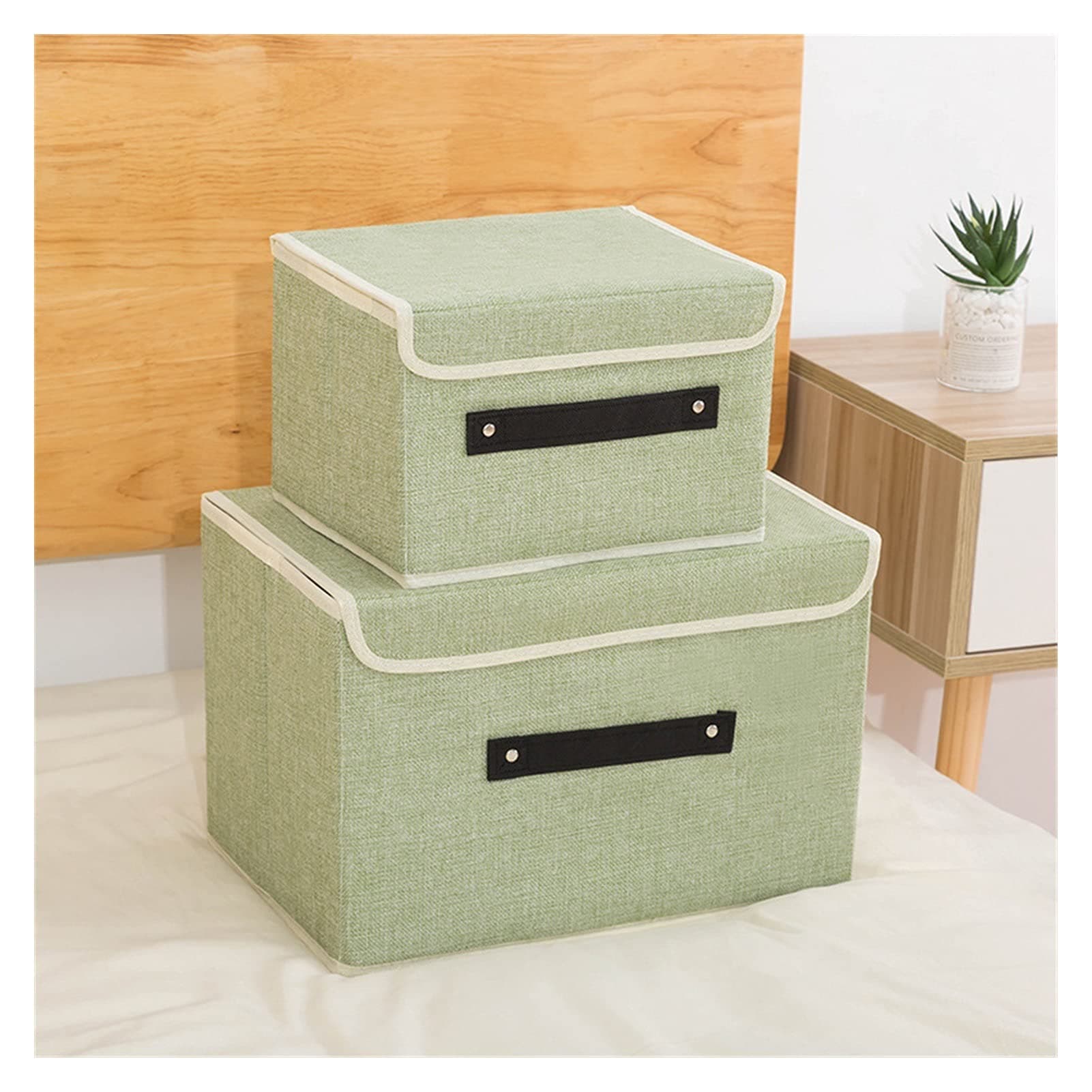 Storage Box Foldable Storage Box Bin with Lid Toys Organizer Food Clothes Scarf Socks Stockpile Cotton and Hemp Basket Storage Bag (Color : D, Size : 26-20-12CM)