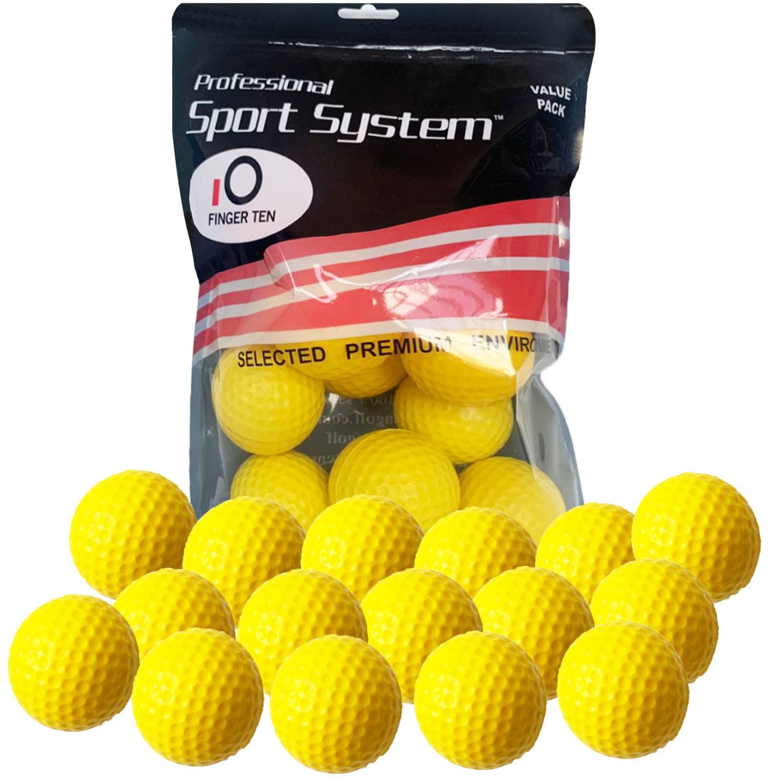 FINGER TEN Golf Practice Balls Elastic Foam Soft Value 12 Pcs, Dimpled Exercise Balls for Golf Swing Training Aids Home Office Indoor Outdoor Backyard